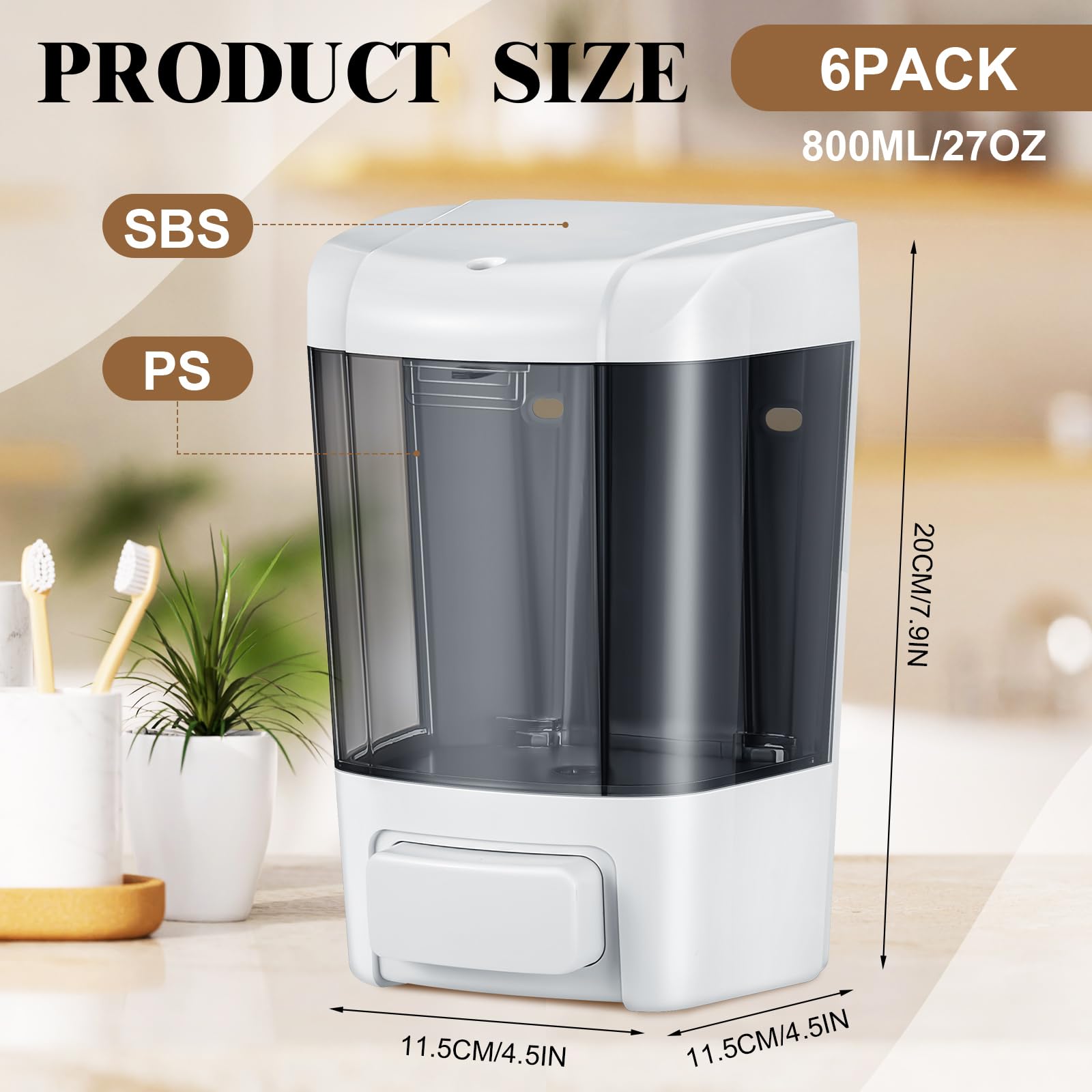6 Pcs Wall Mounted Soap Dispenser (6 Count)