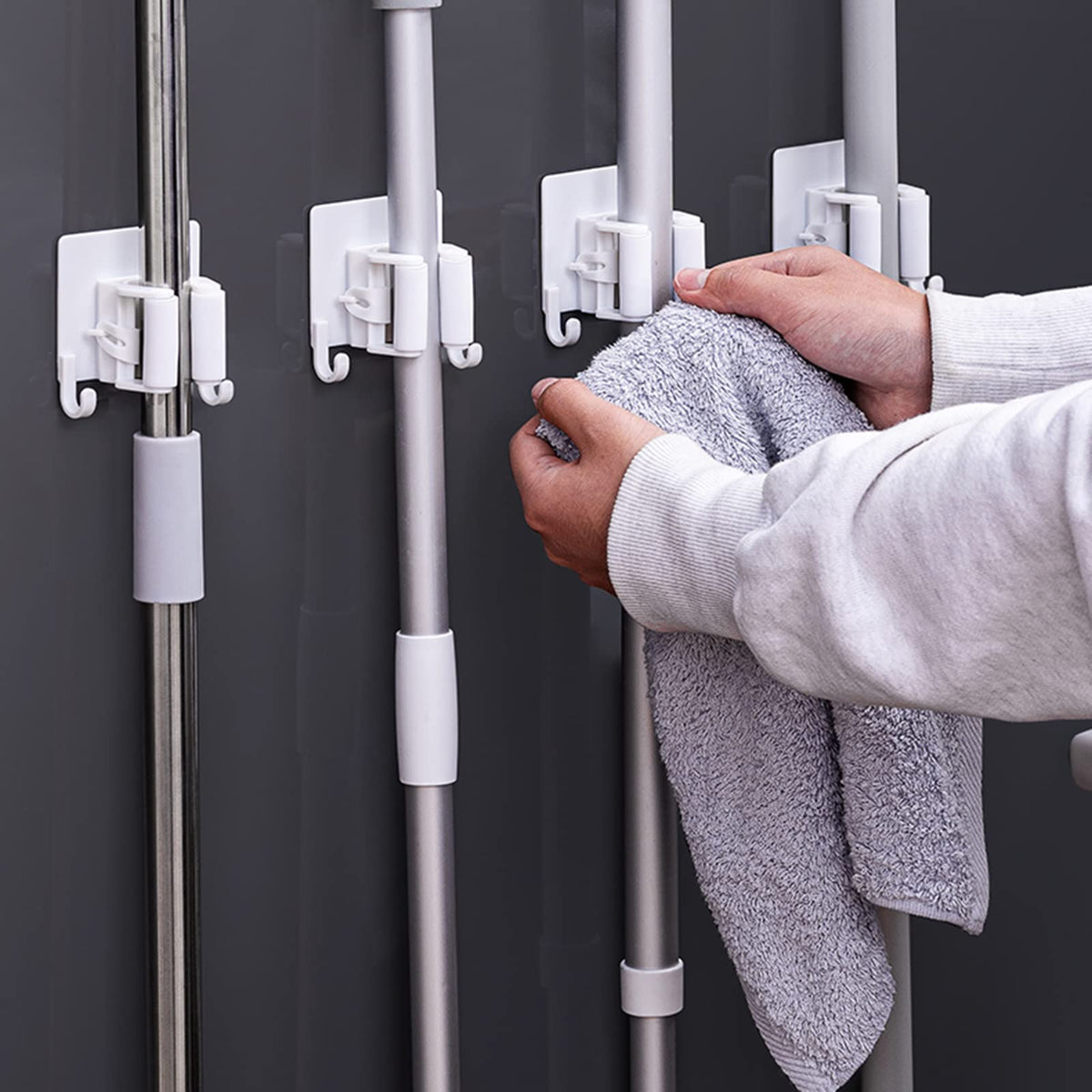 Mop Holder with Hooks