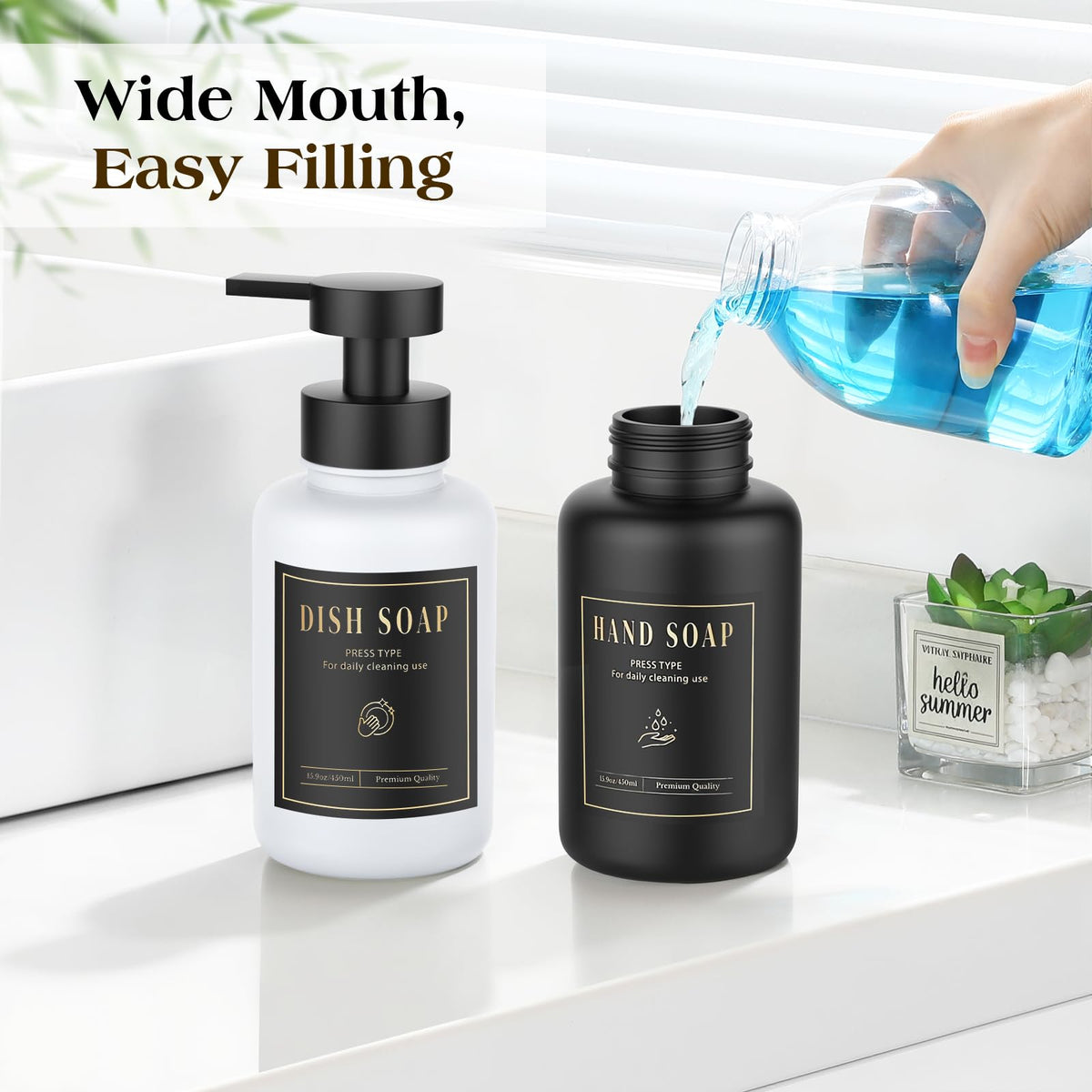 Foaming Soap Dispenser 15oz Hand Soap Bottle (2 Count)