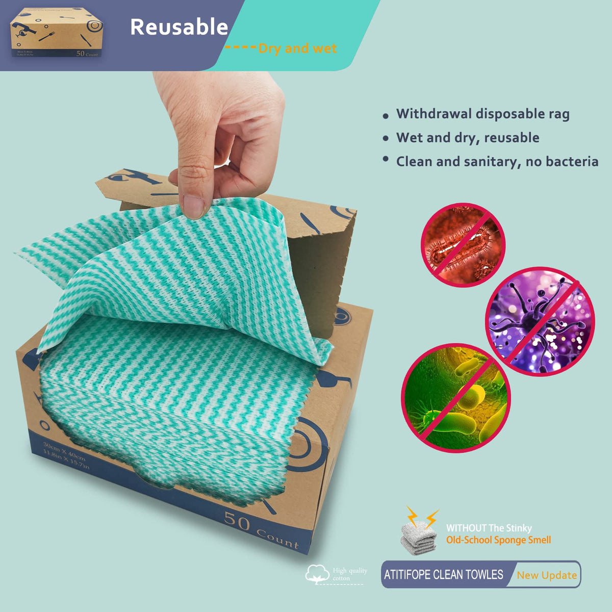 Heavy Duty Wipes Dish Cloths 50Pieces Reusable Wipes Multi (50 Count)
