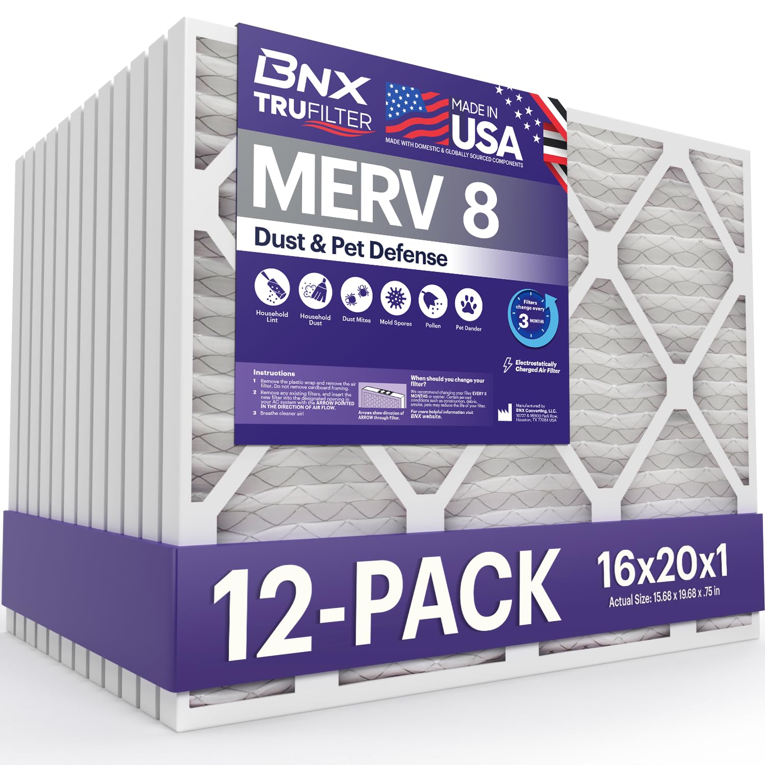 TruFilter 16x20x1 Air Filter MERV 8 (12 Count)