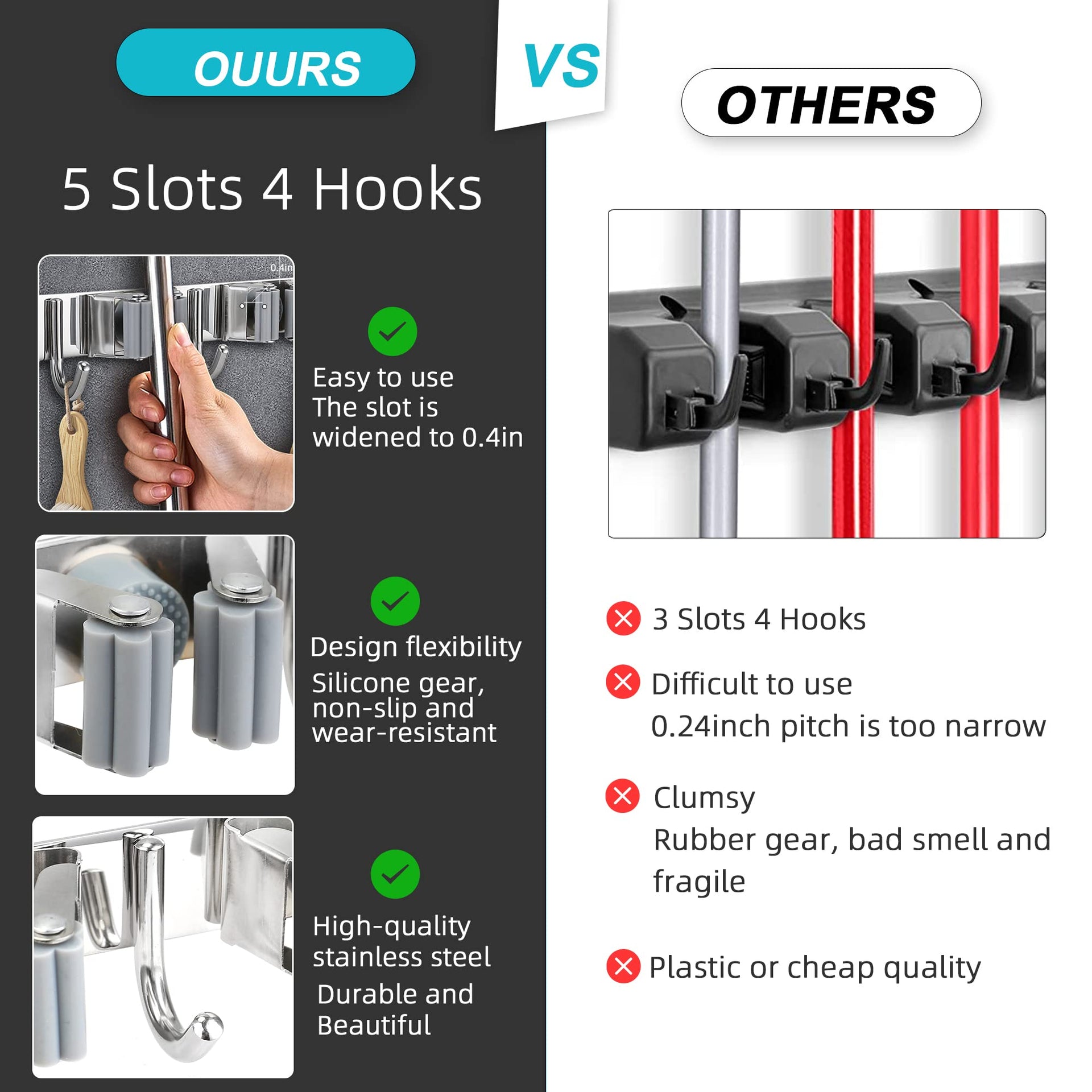 Broom Holder Wall Mount