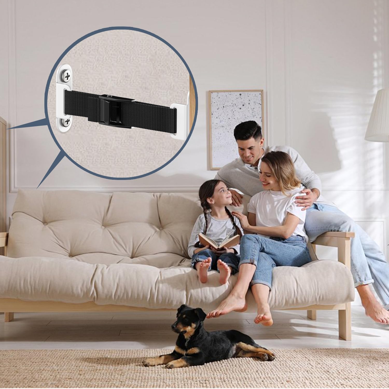 Furniture Anchors（2 Sets）for Baby Proofing Removable Anti Tip Furniture Anchors Adjustable Furniture Wall Anchor Earthquake Straps for Furniture for Child & Pet Protection