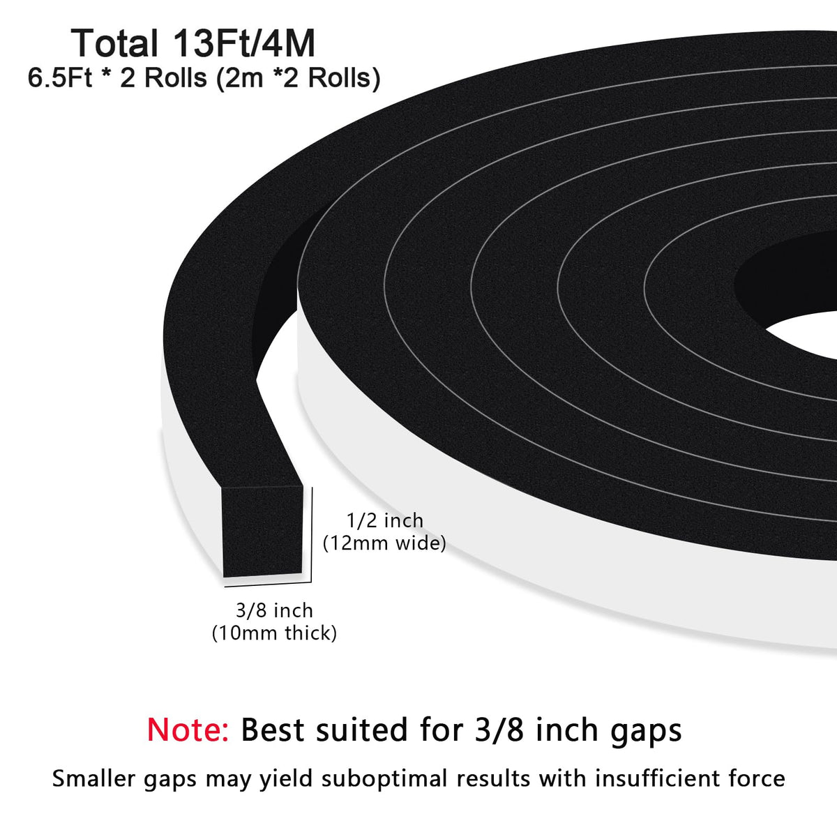Strong Adhesive Foam Seal Strip for Doors & Windows (13 Foot)