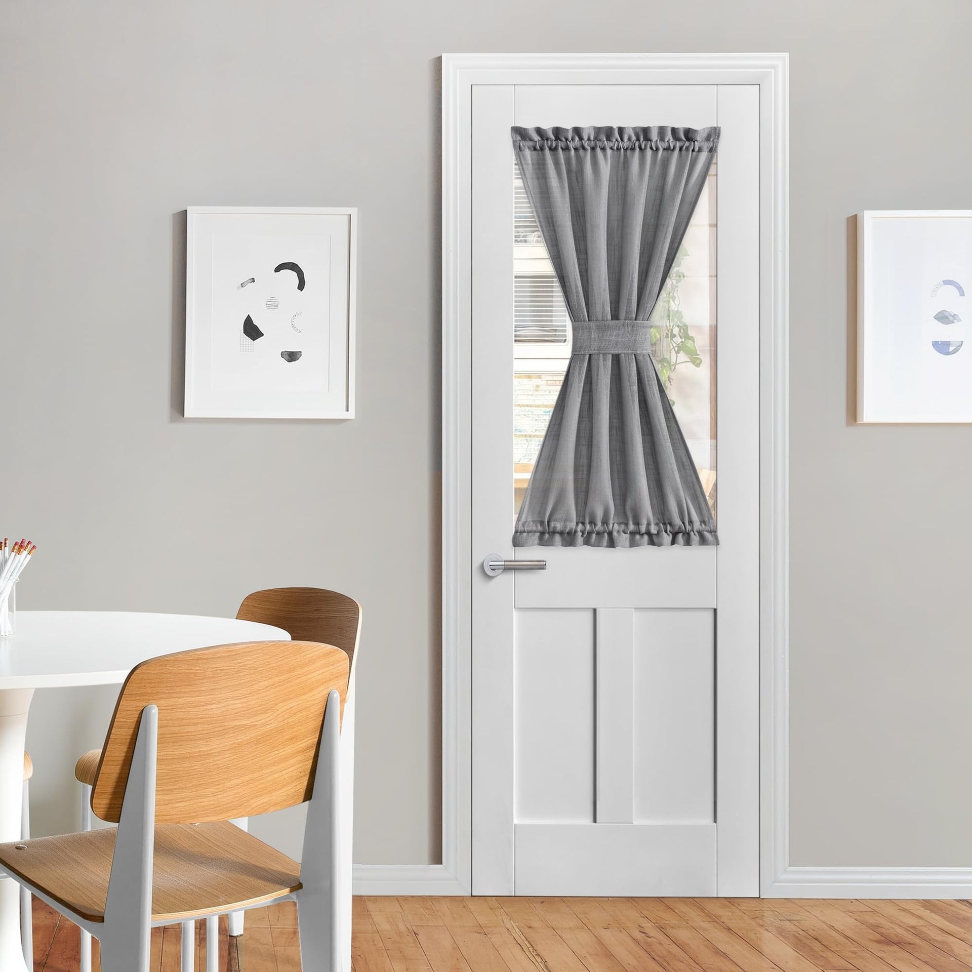Linen French Sheer Door Curtains 26 x 40 inches Long for Privacy