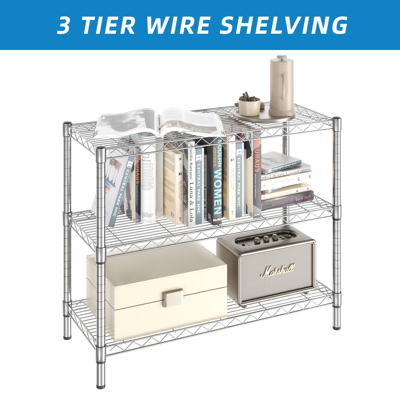3 Shelf Adjustable Metal Wire Shelving