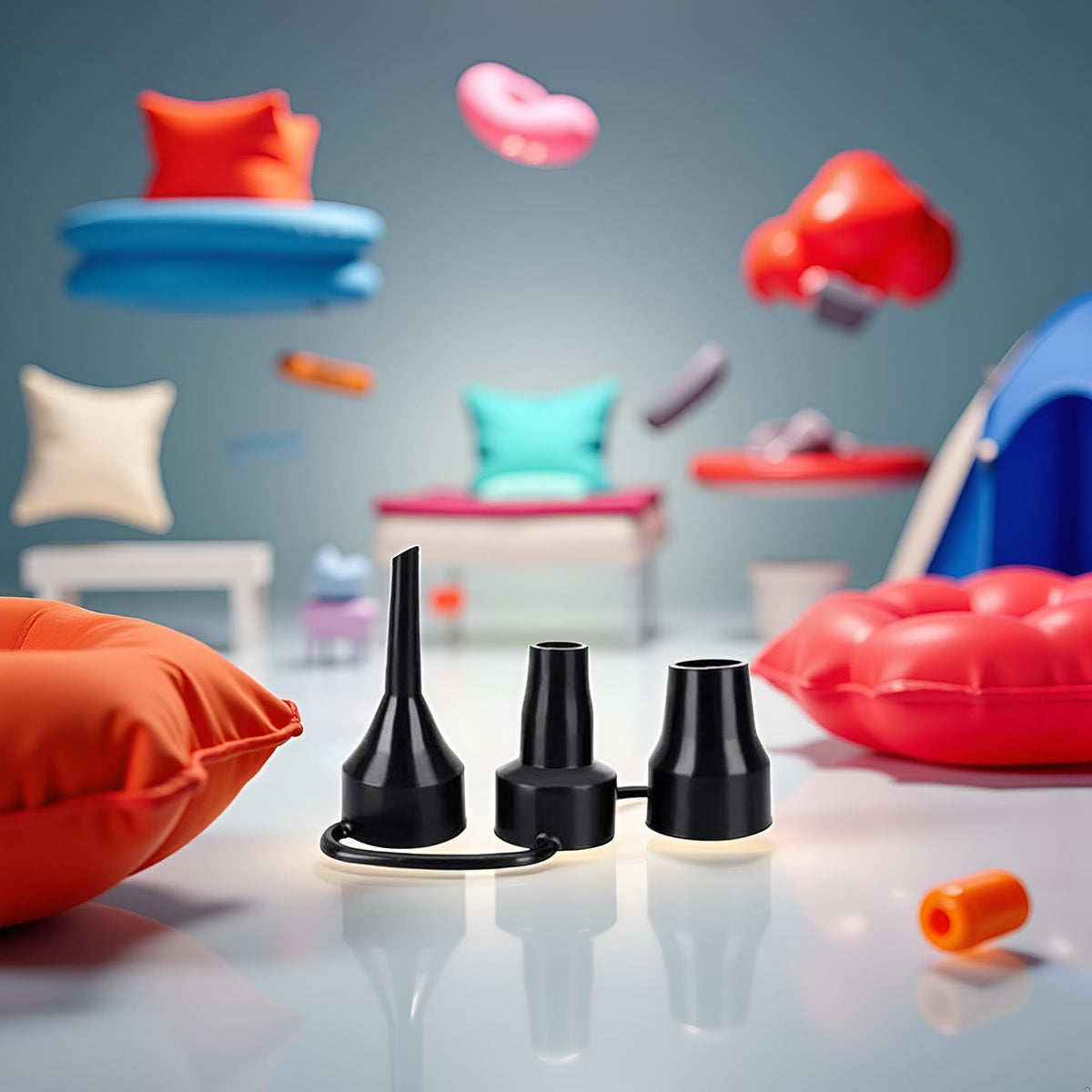 3 Sizes Black Air Pump Replacement Nozzles