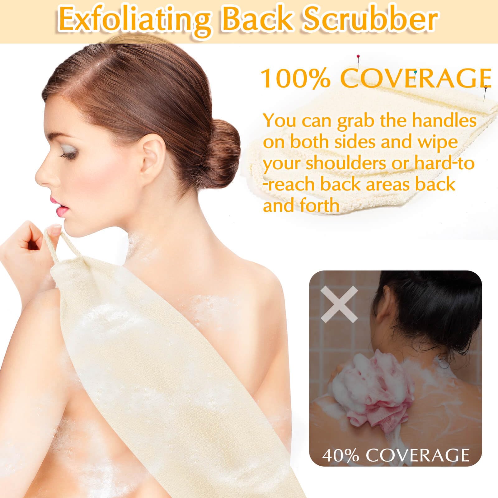 Exfoliating Back Scrubber Bath Gloves Set (3 Count)