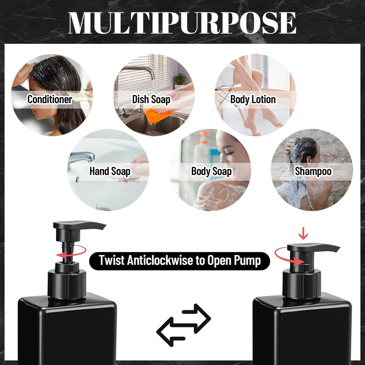6 Pcs Shampoo and Conditioner Dispenser Bottles 16oz Modern Shower Soap Bottles with Pump (6 Count)