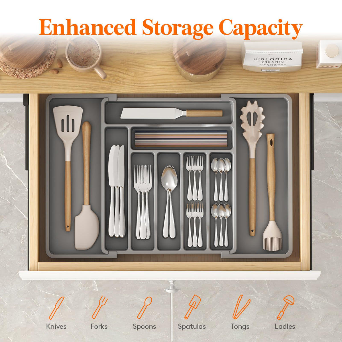 Utensil Organizer for Kitchen Drawer