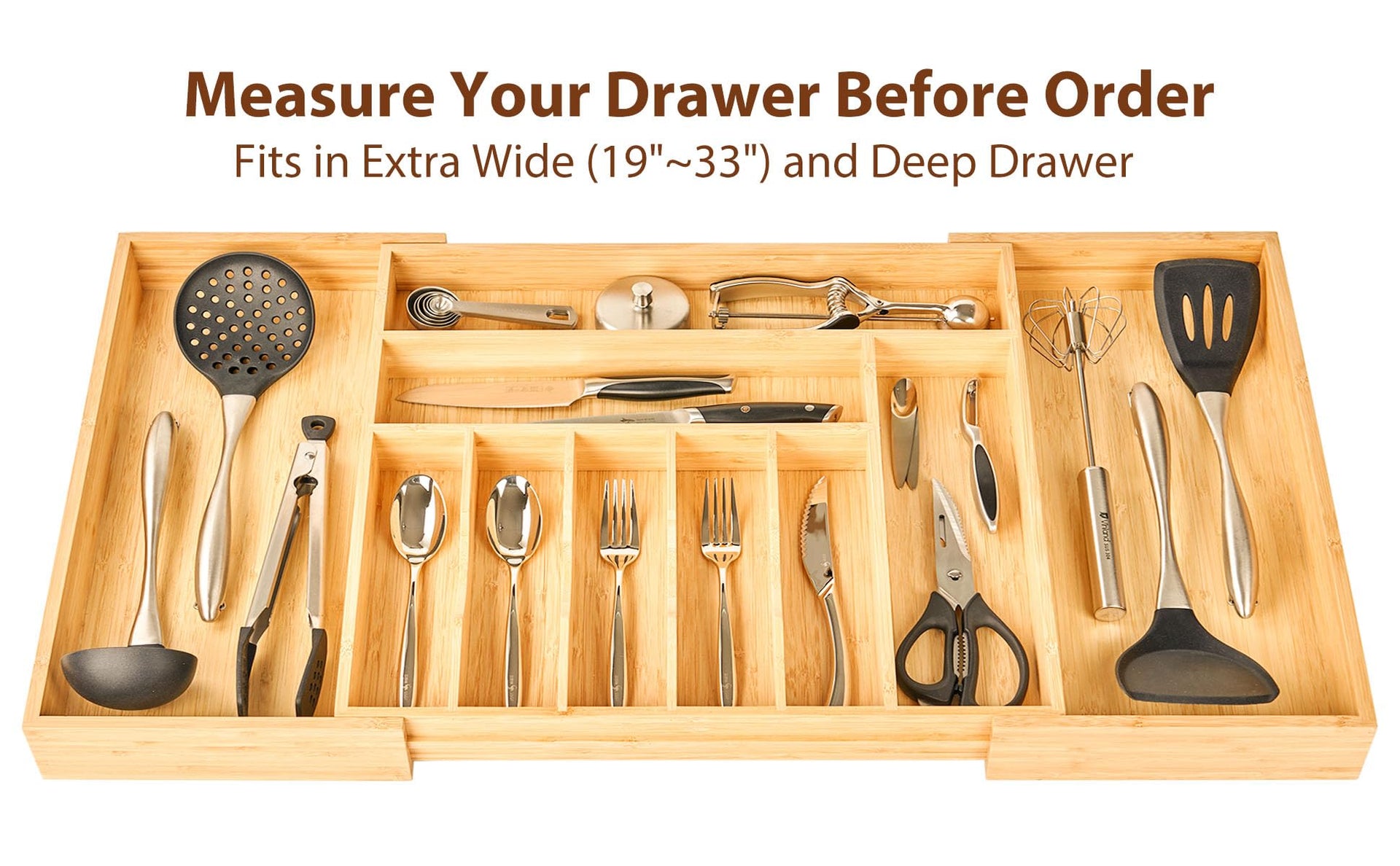 Extra Large Expandable Kitchen Siverware Utensils Drawer Organizer