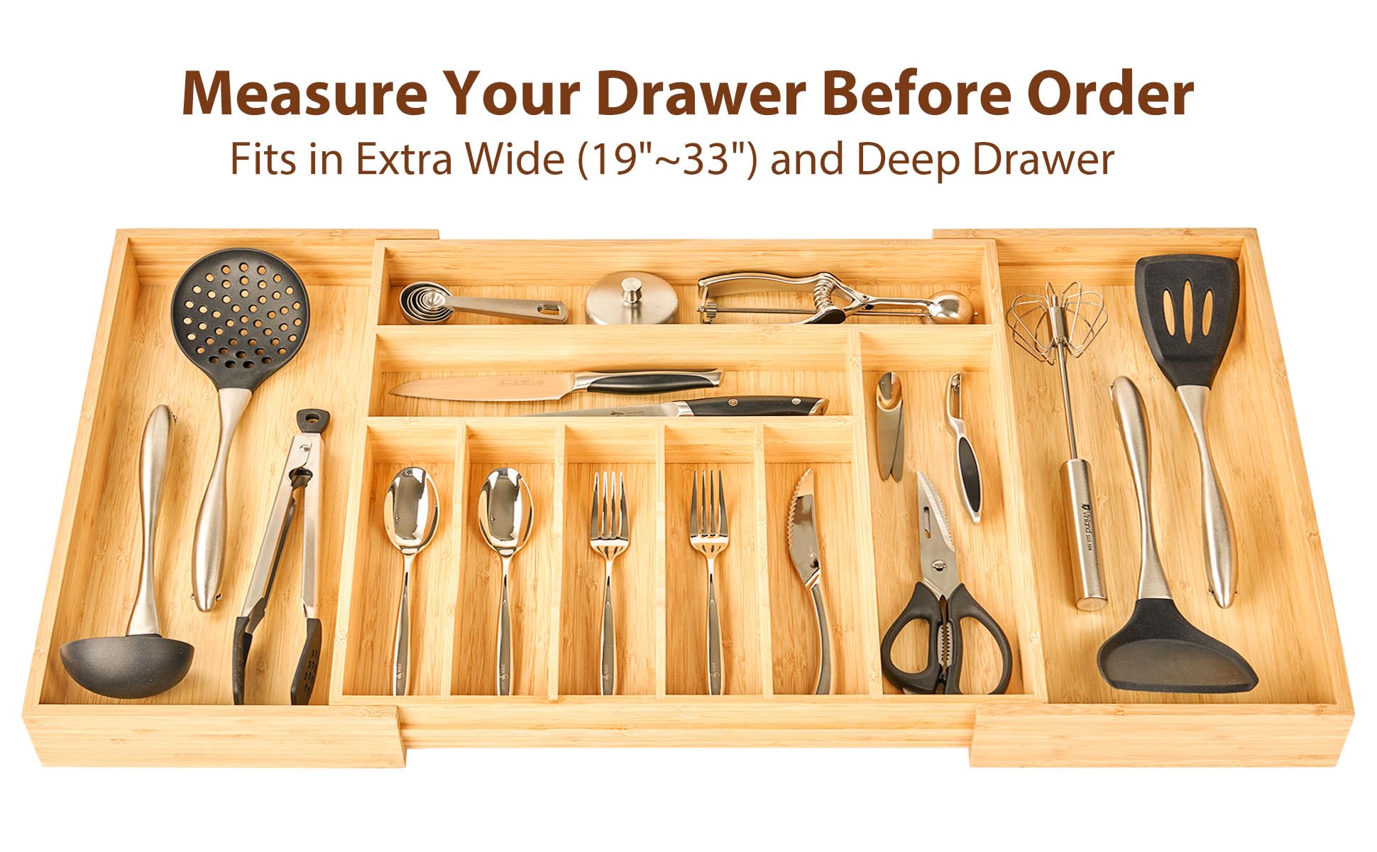 Extra Large Expandable Kitchen Siverware Utensils Drawer Organizer