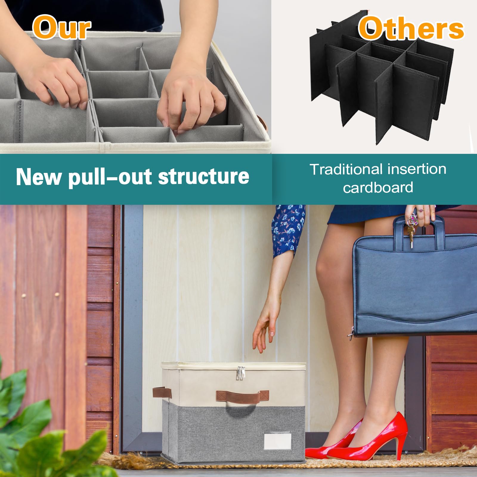 1 Pack Shoe Organizer for Closet Foldable Storage Box with Clear Cover