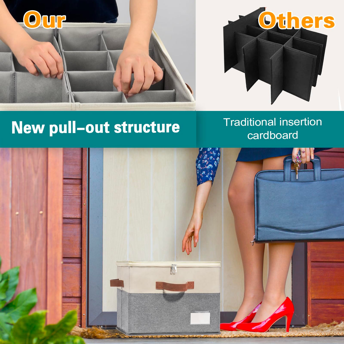 2 Pack Shoe Organizer for Closet Foldable Storage Box with Clear Cover (2 Count)