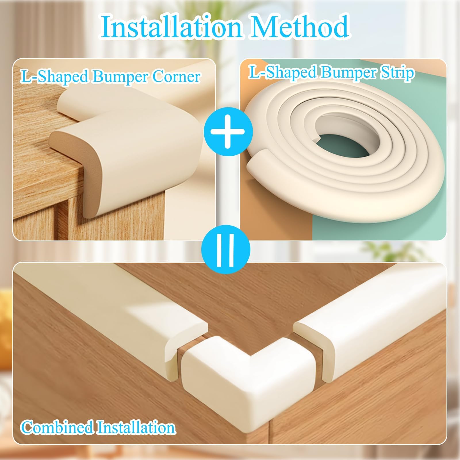 Foam Baby Edge Protector Strip Furniture Safety 1 Rolls+ 8 Corners (8 Count)