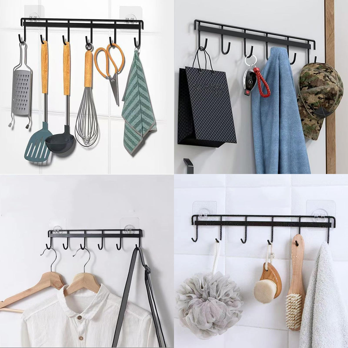 Adhesive Kitchen Hooks Utensil Hanger Holder Hanging Rack 2 Pack