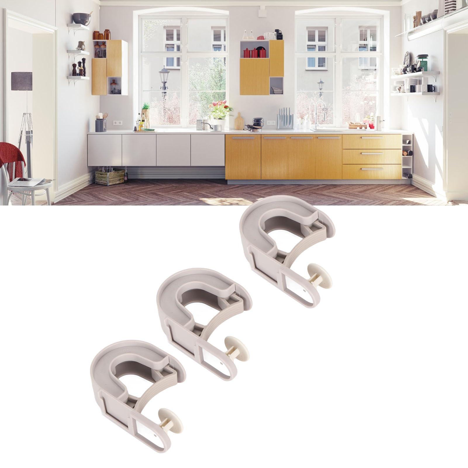 Broom Holder 3 PCS Wall Mount Mop Organizer Gripper