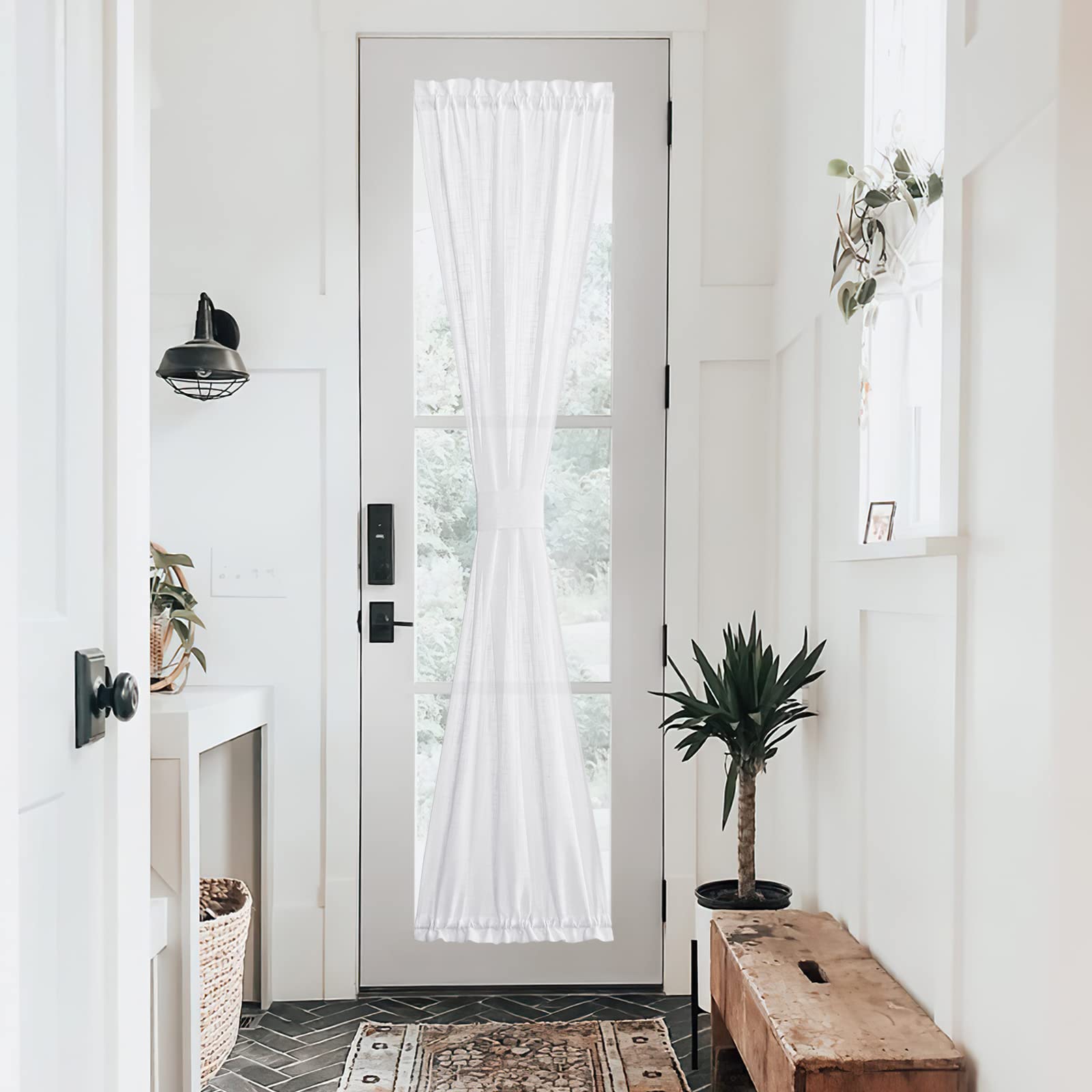 White Sidelight French Door Panel with Tieback 72 inches Long