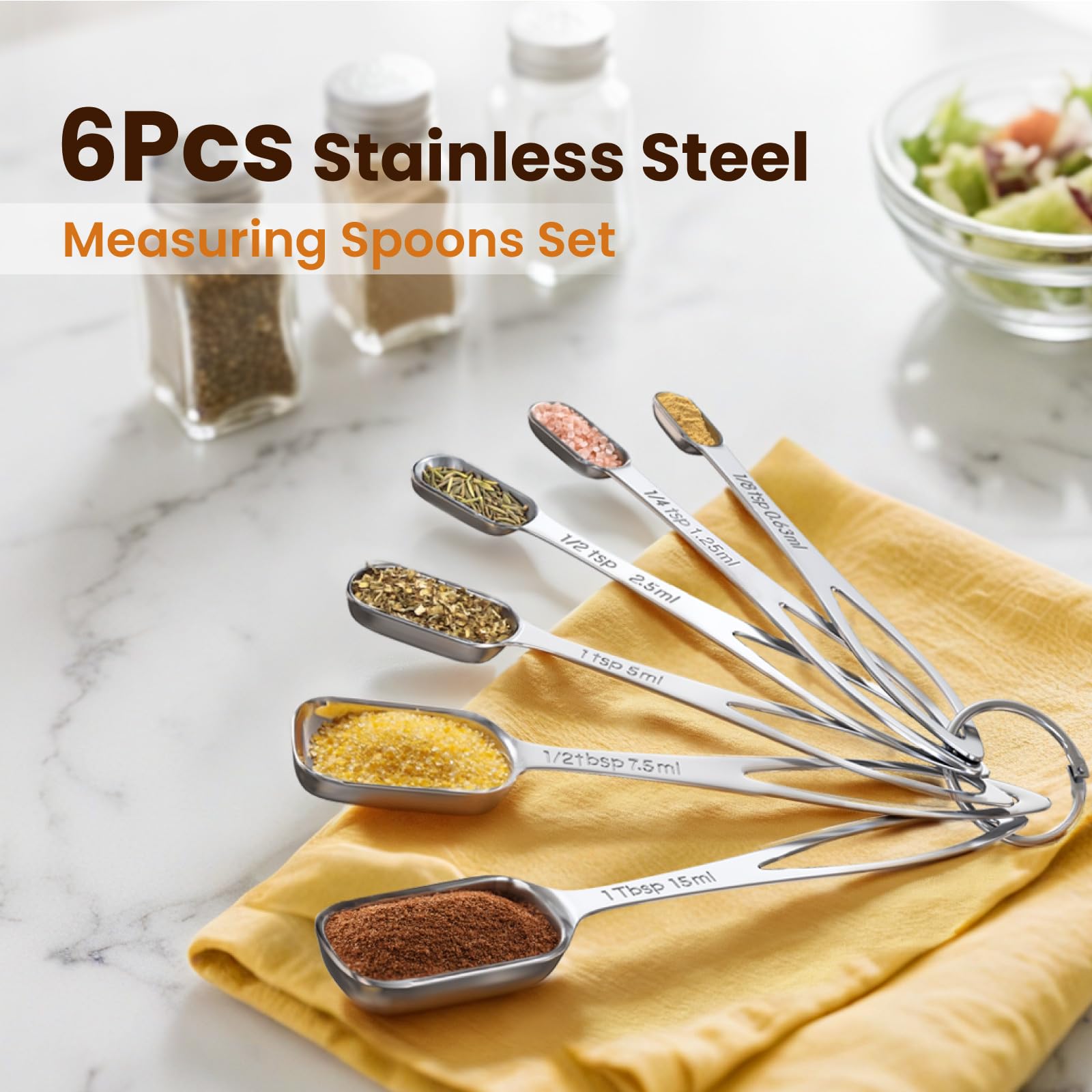 6PCS Narrow Measuring Spoons Set (6 Count)