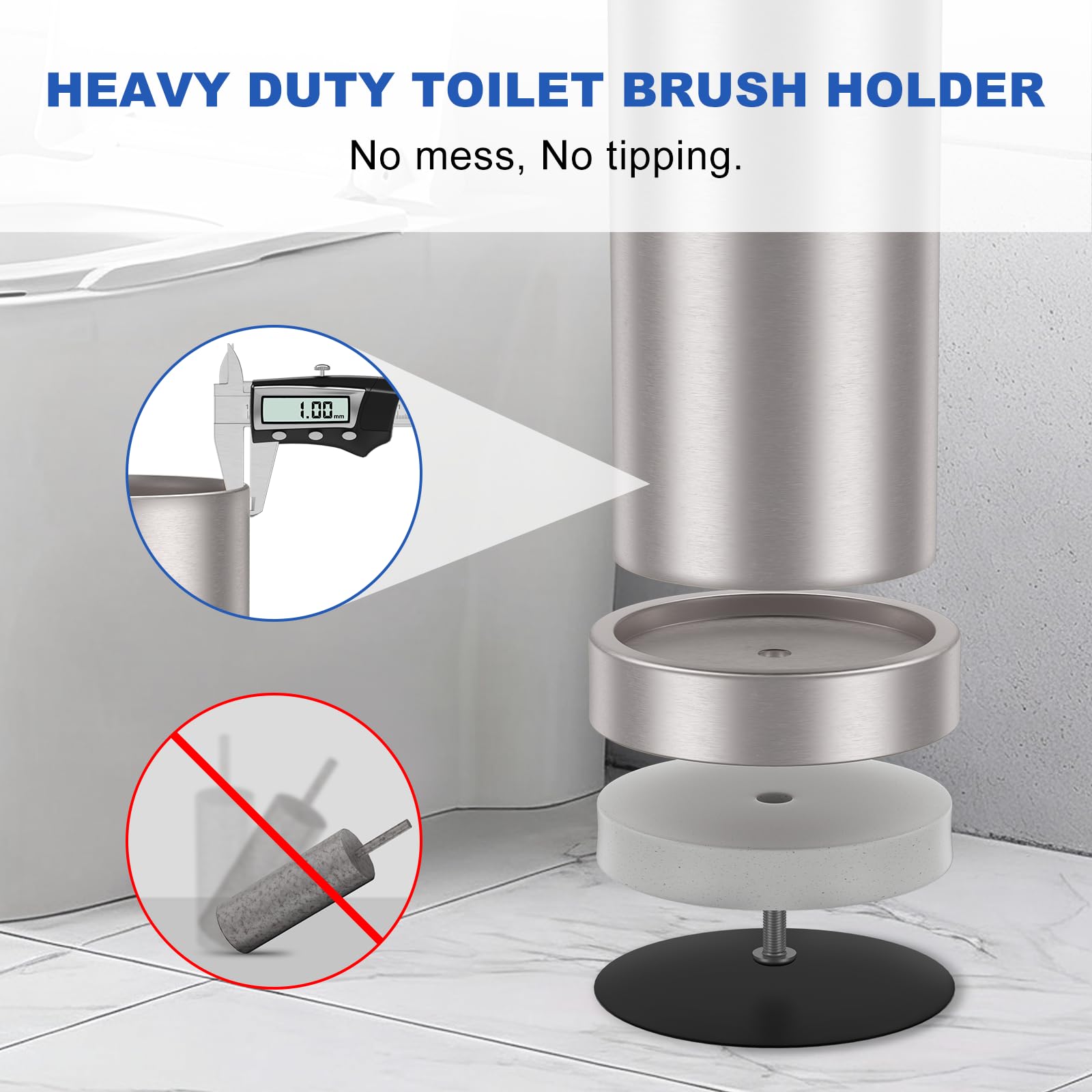Brushed Nickel Toilet Brush and Holder Set