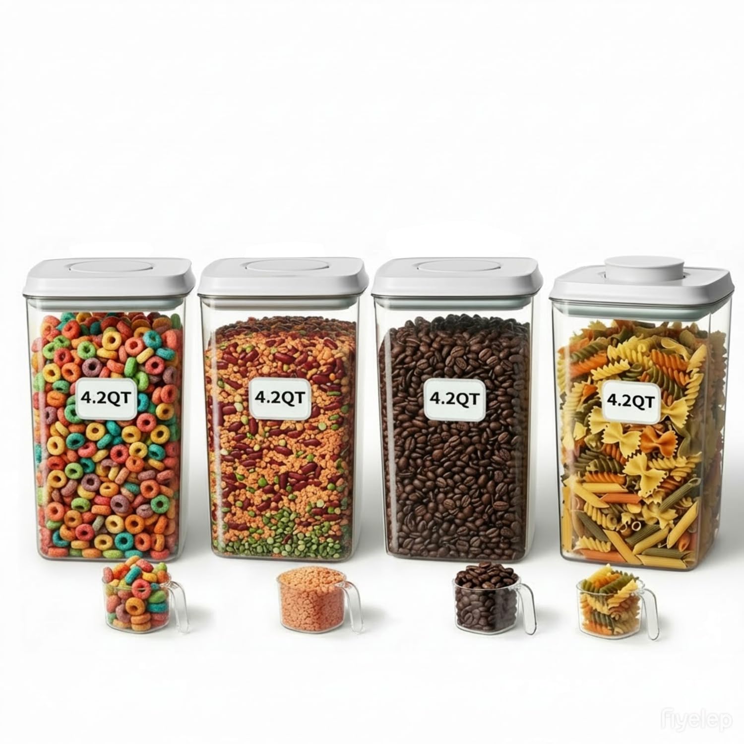 4 Pcs Large Pop Airtight Food Storage Containers Set with Lids (4 Count)