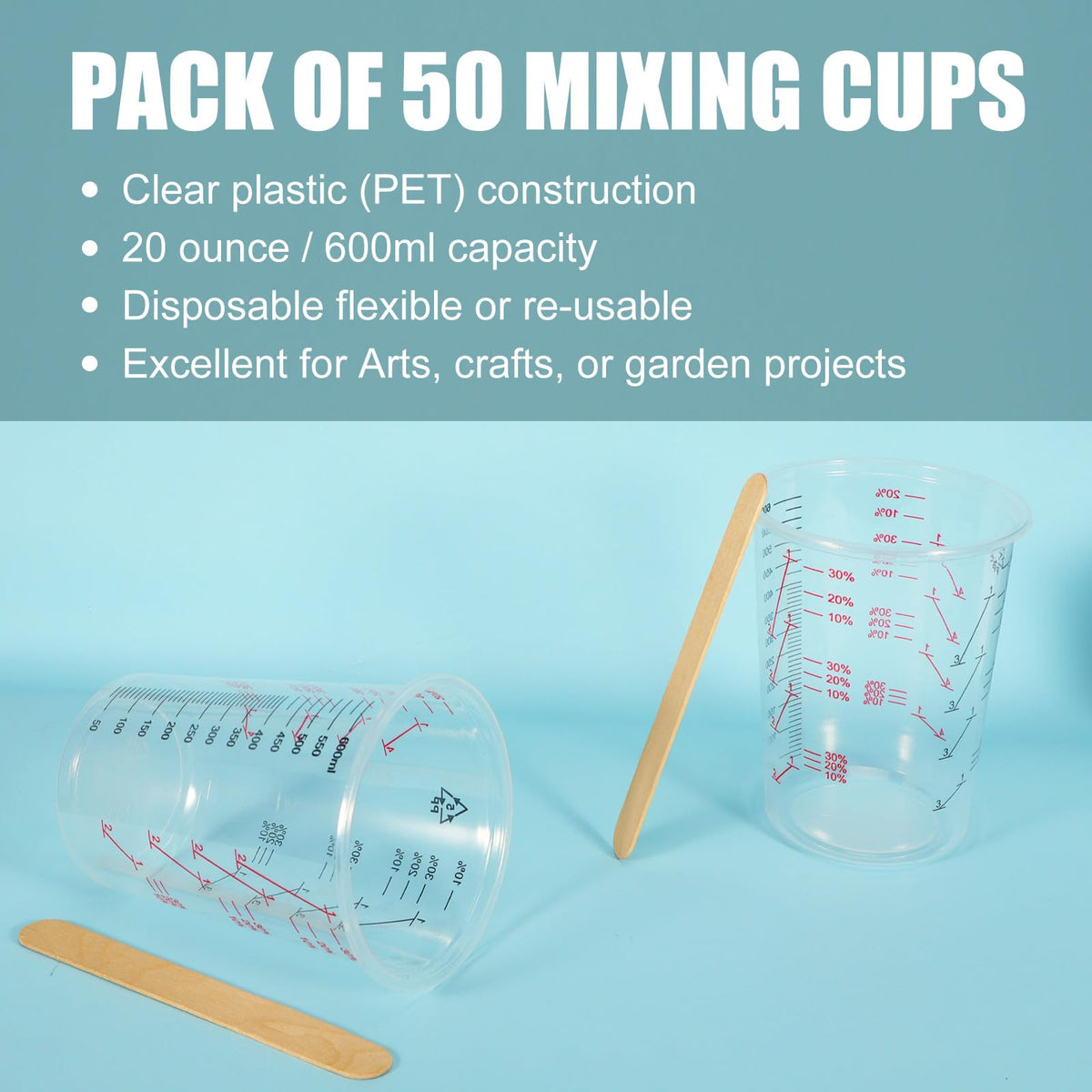 50 Pack Mixing Cups Set Paint Mixing Cups 20 oz