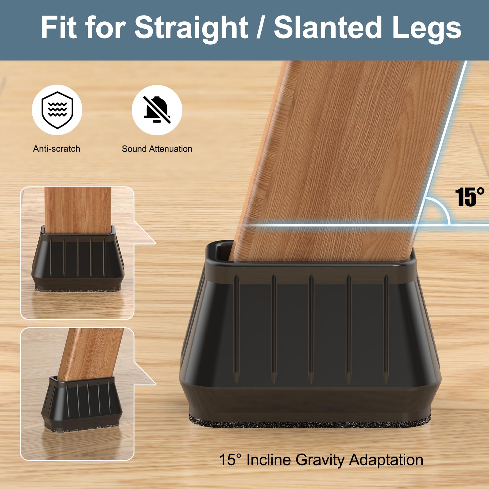 24PCS Rectangular Chair Leg Floor Protectors for Hardwood Floors (24 Count)
