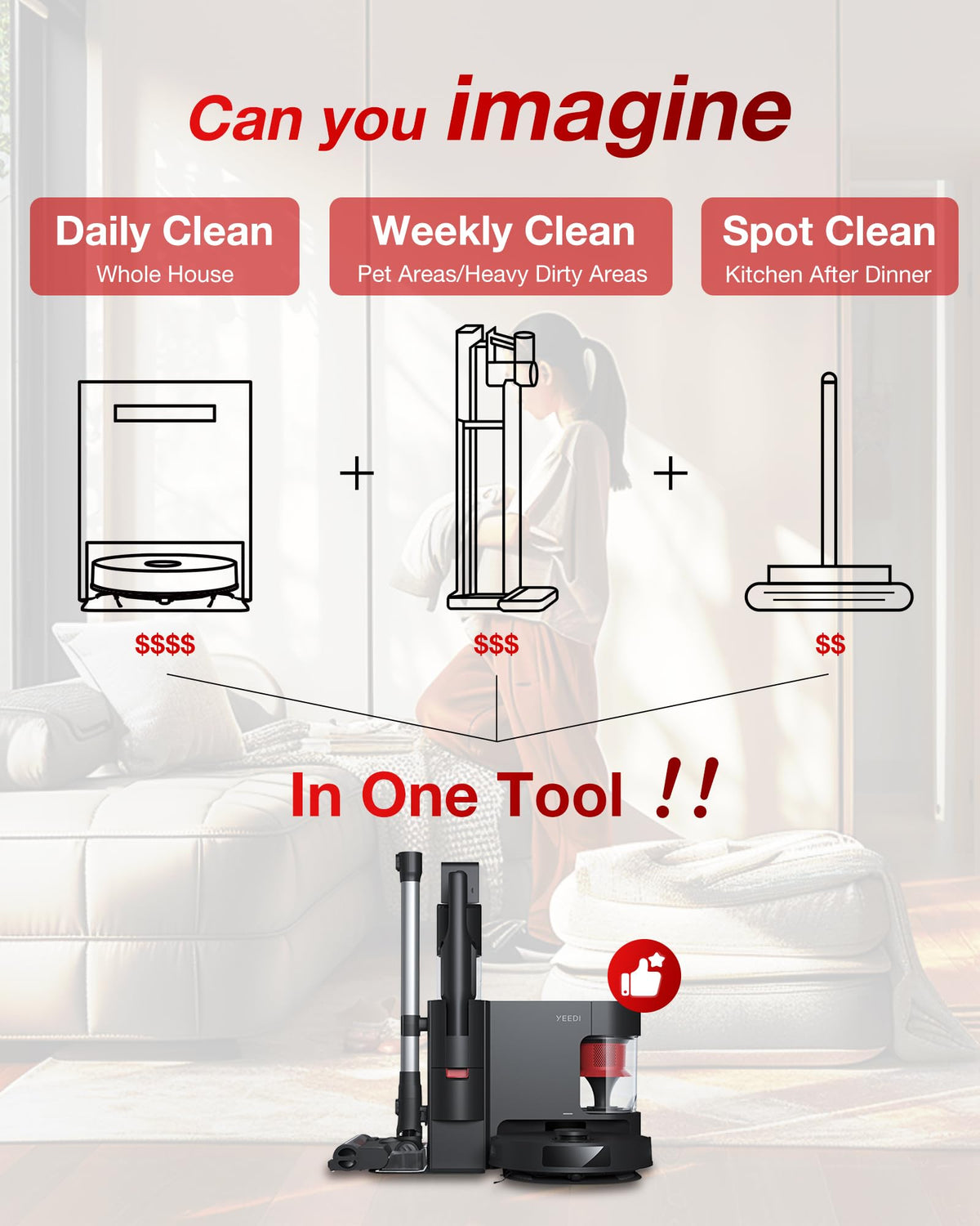 C12 Combo Cordless Stick Vacuum & Robot & Mopping