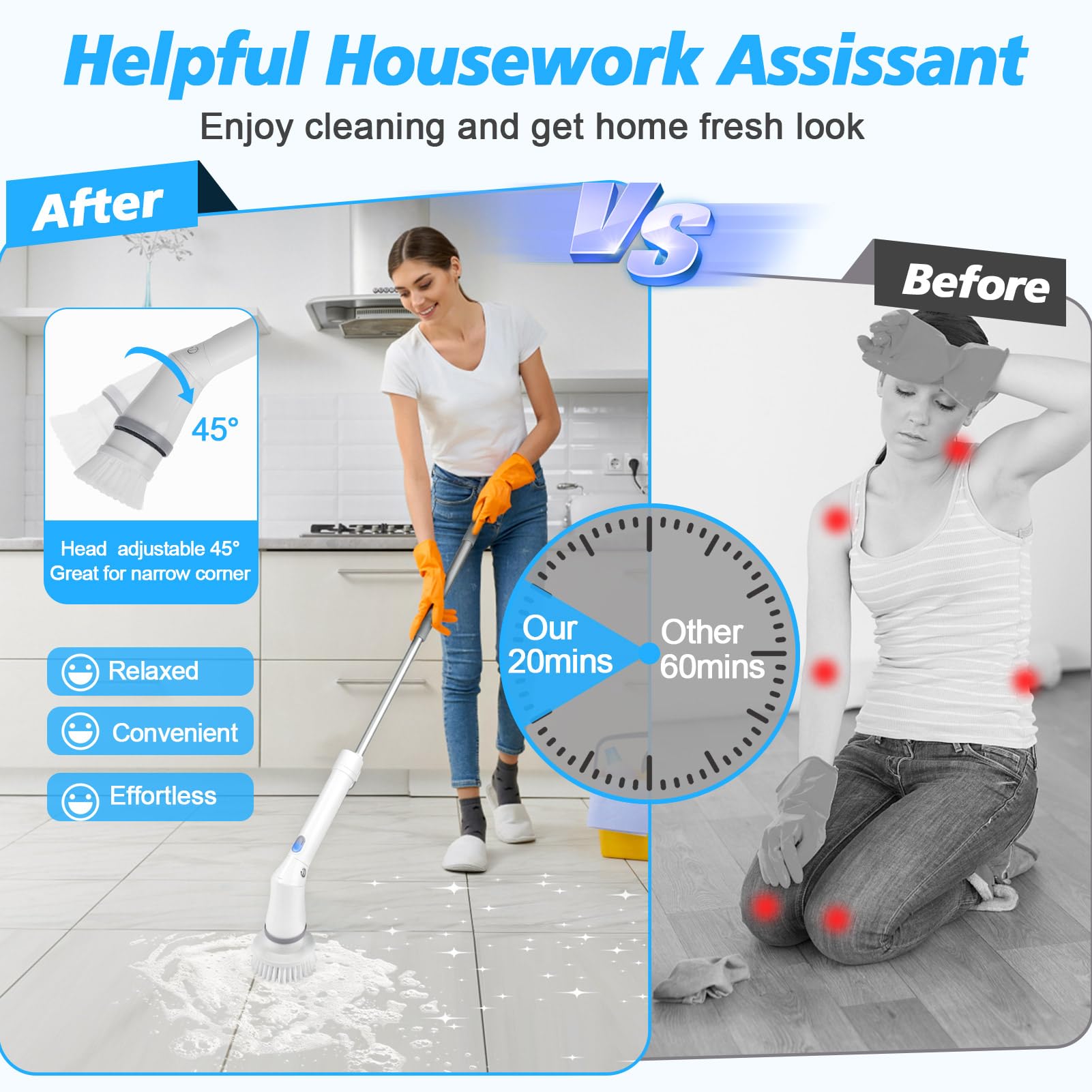 Upgrade Rechargeable Electric Scrubber for Cleaning