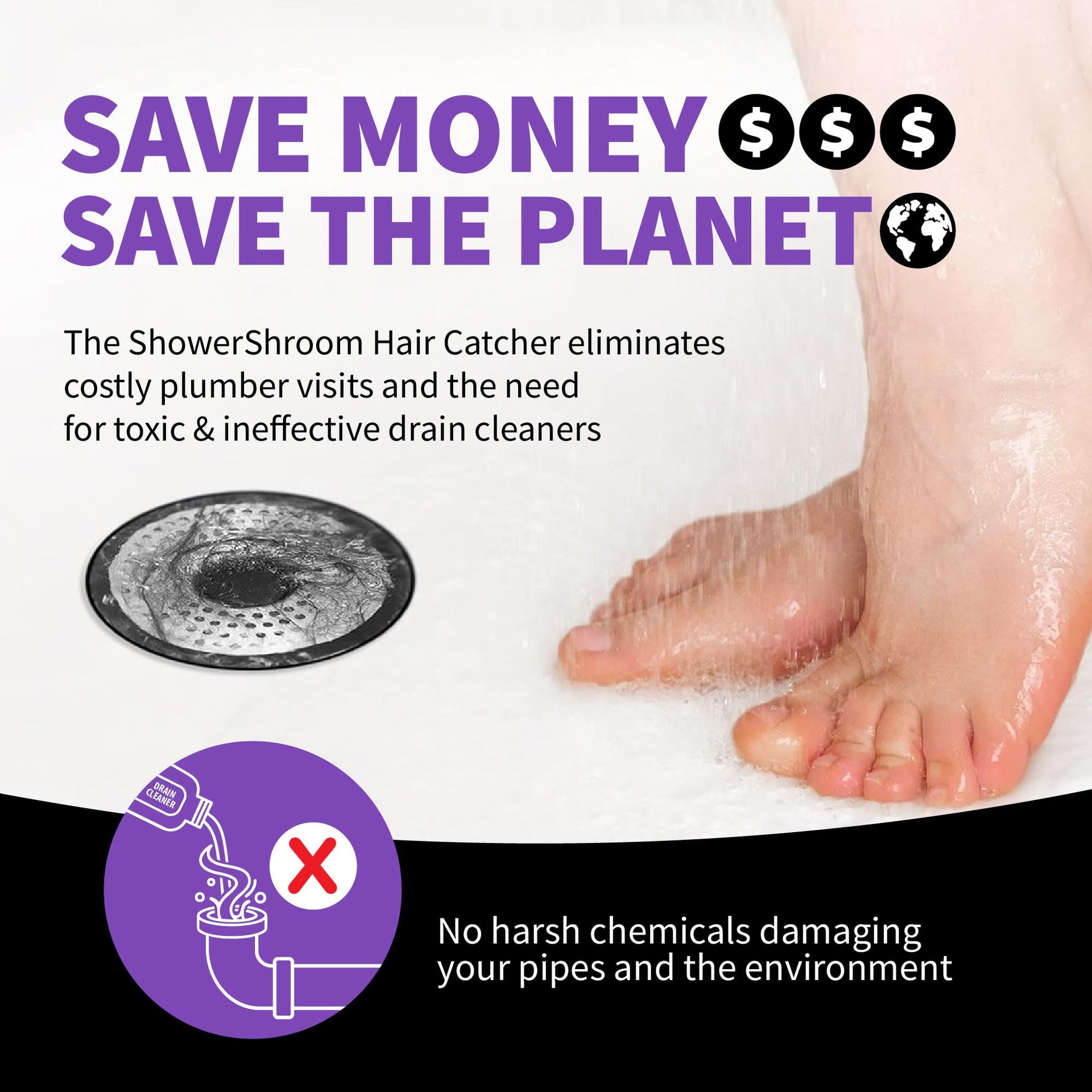 SHSULT755 Ultra Revolutionary Shower Hair Catcher Drain Protector
