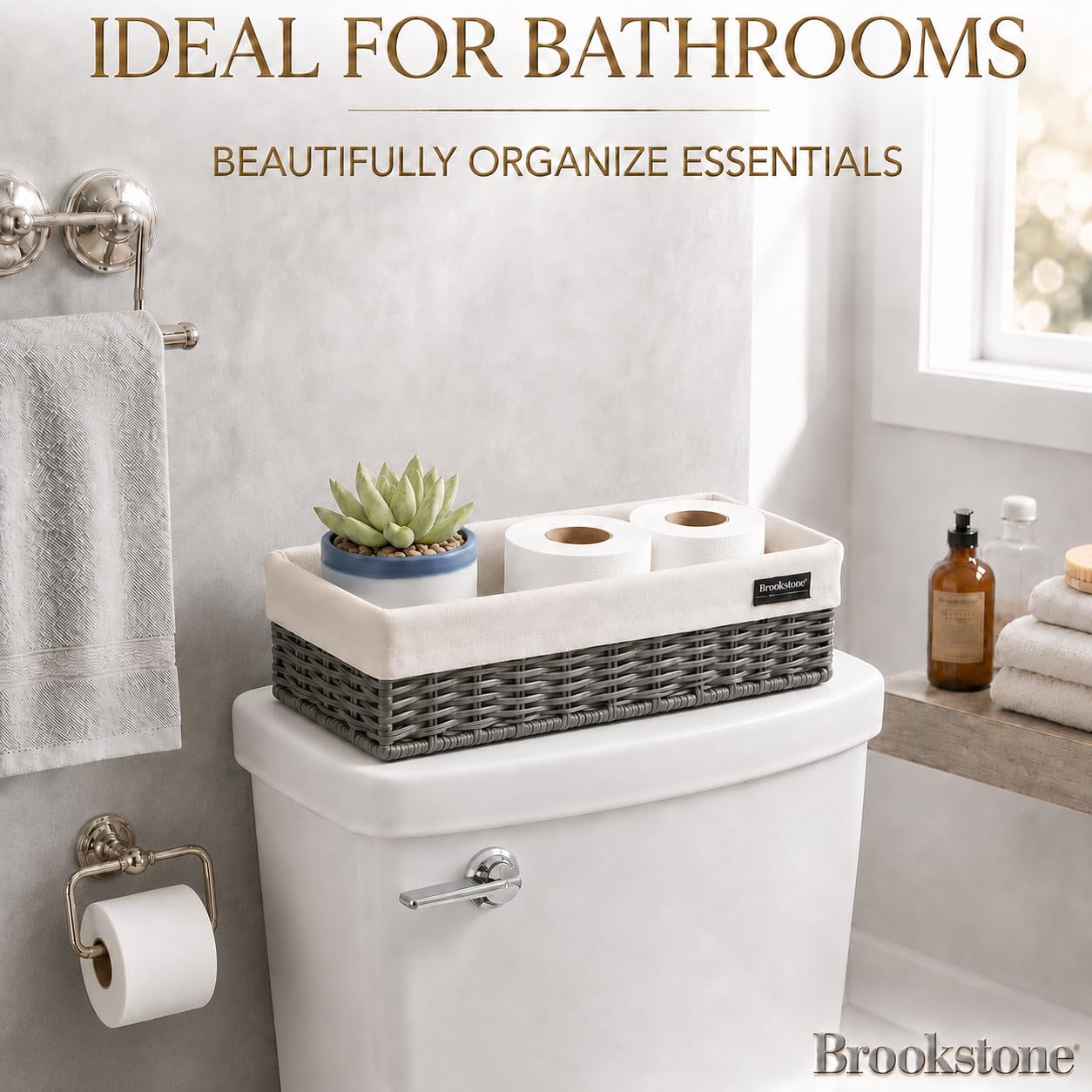 Over the Toilet Tank Wicker Storage Basket (2 Count)