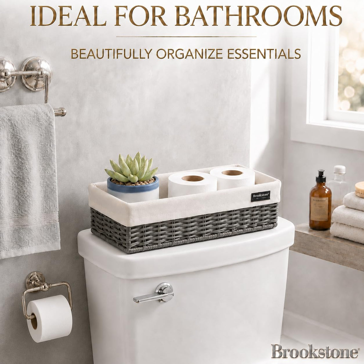 Over the Toilet Tank Wicker Storage Basket (2 Count)