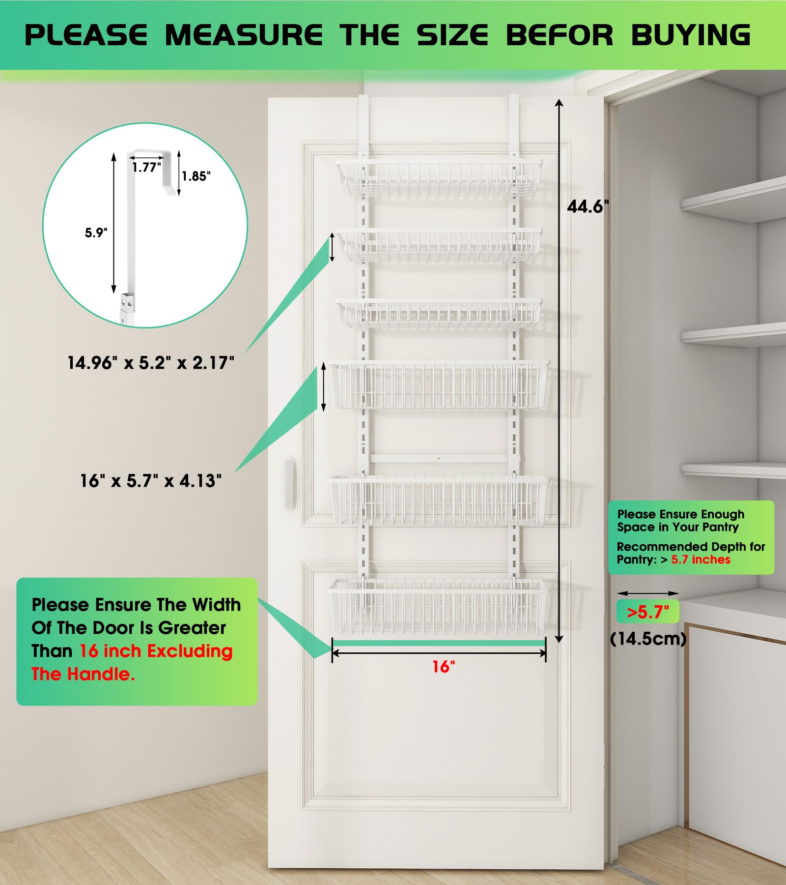 Over The Door Pantry Organizer (6 Count)