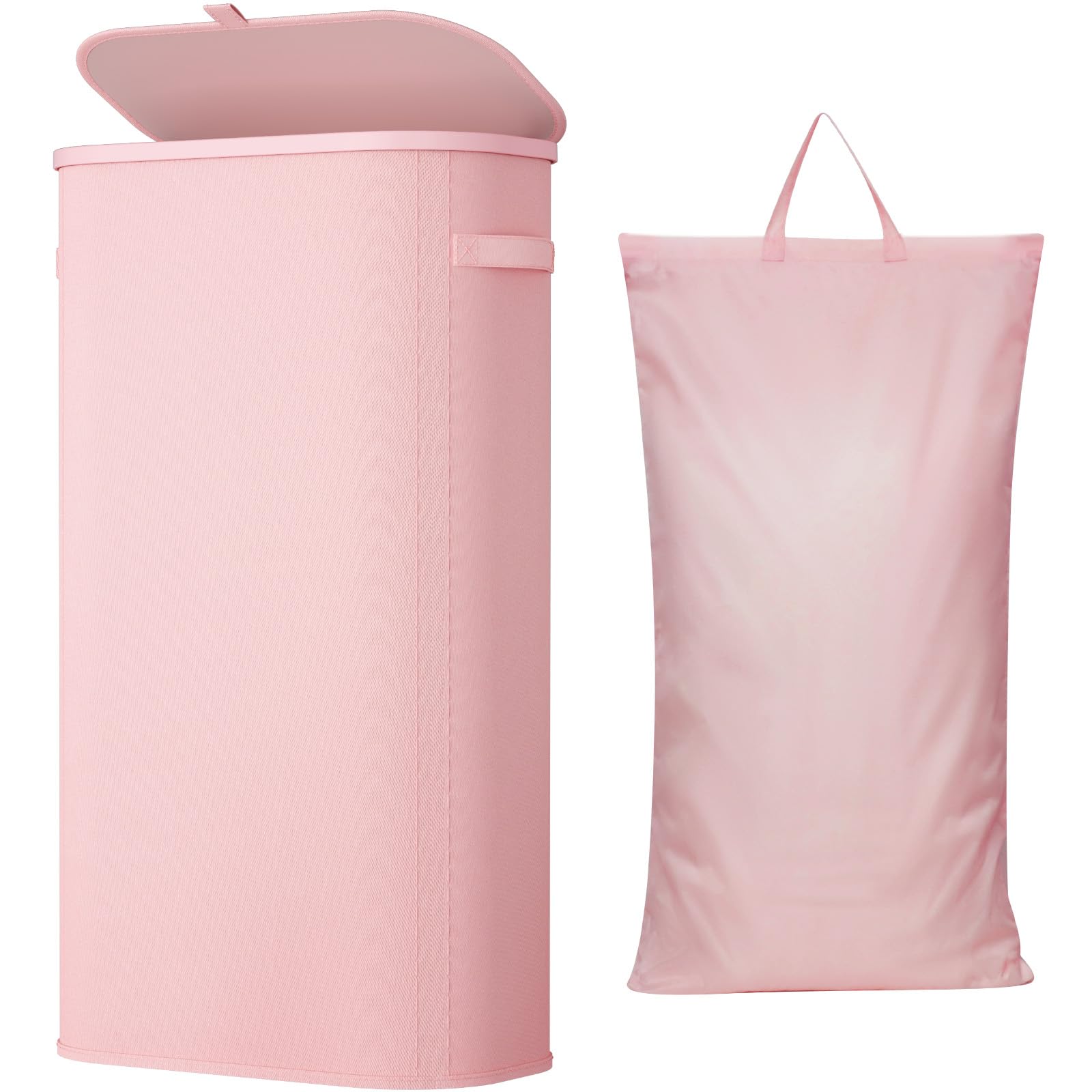 Slim Laundry Basket with Lid and Removable Bag