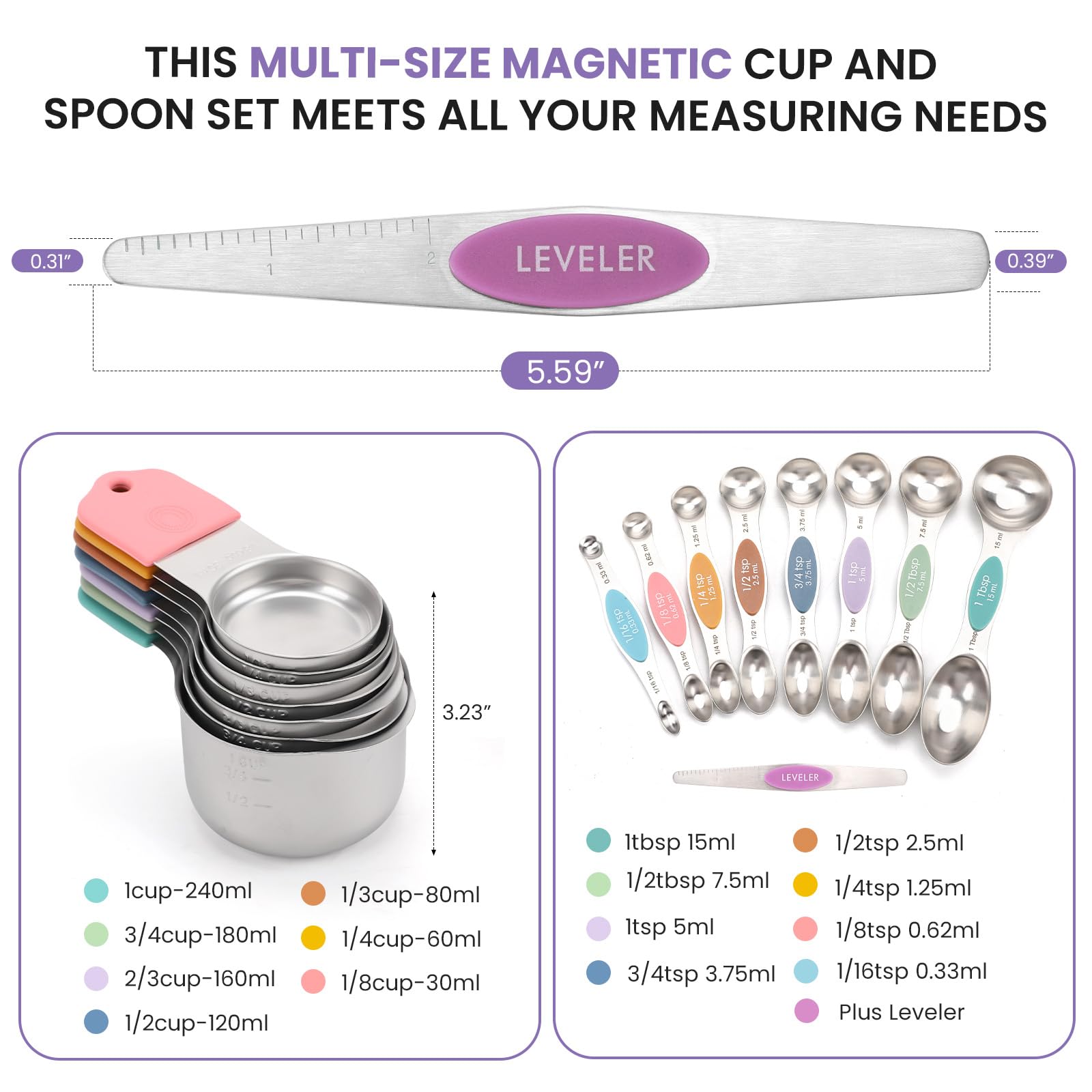 Magnetic Measuring Cups and Spoons Set