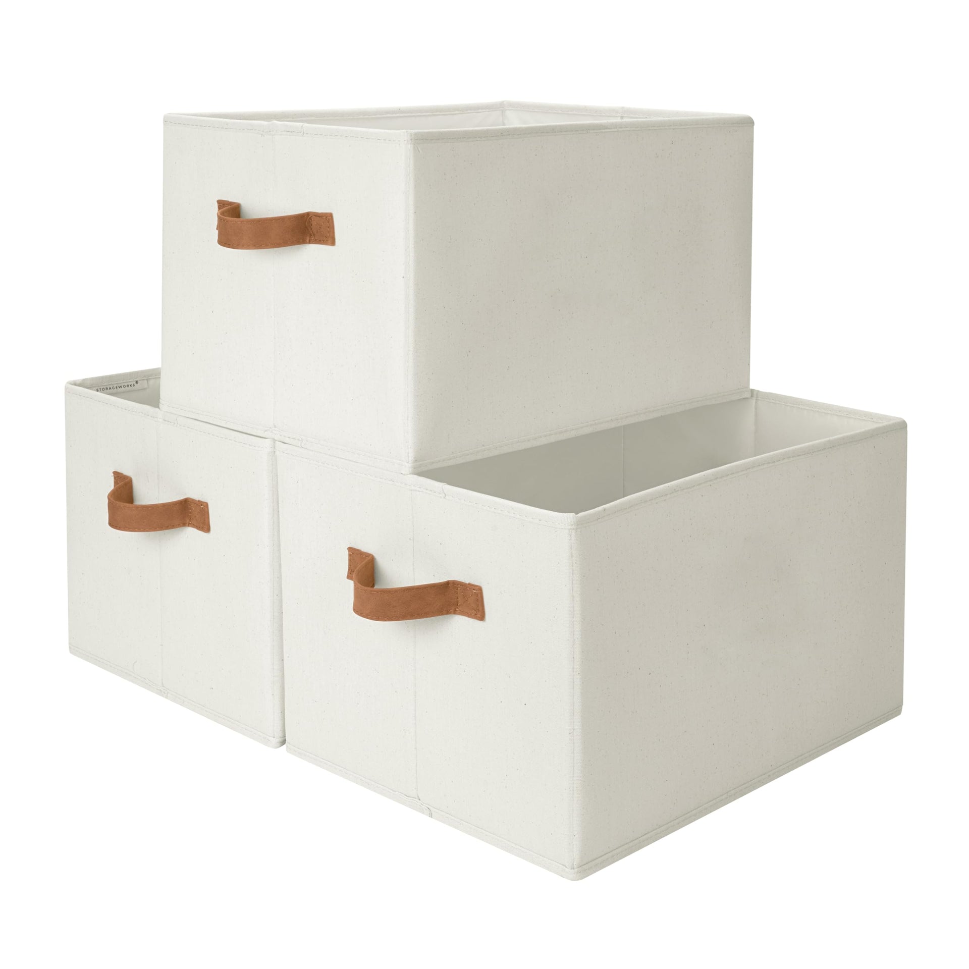 Closet Storage Bins with PU Handles (3 Count)