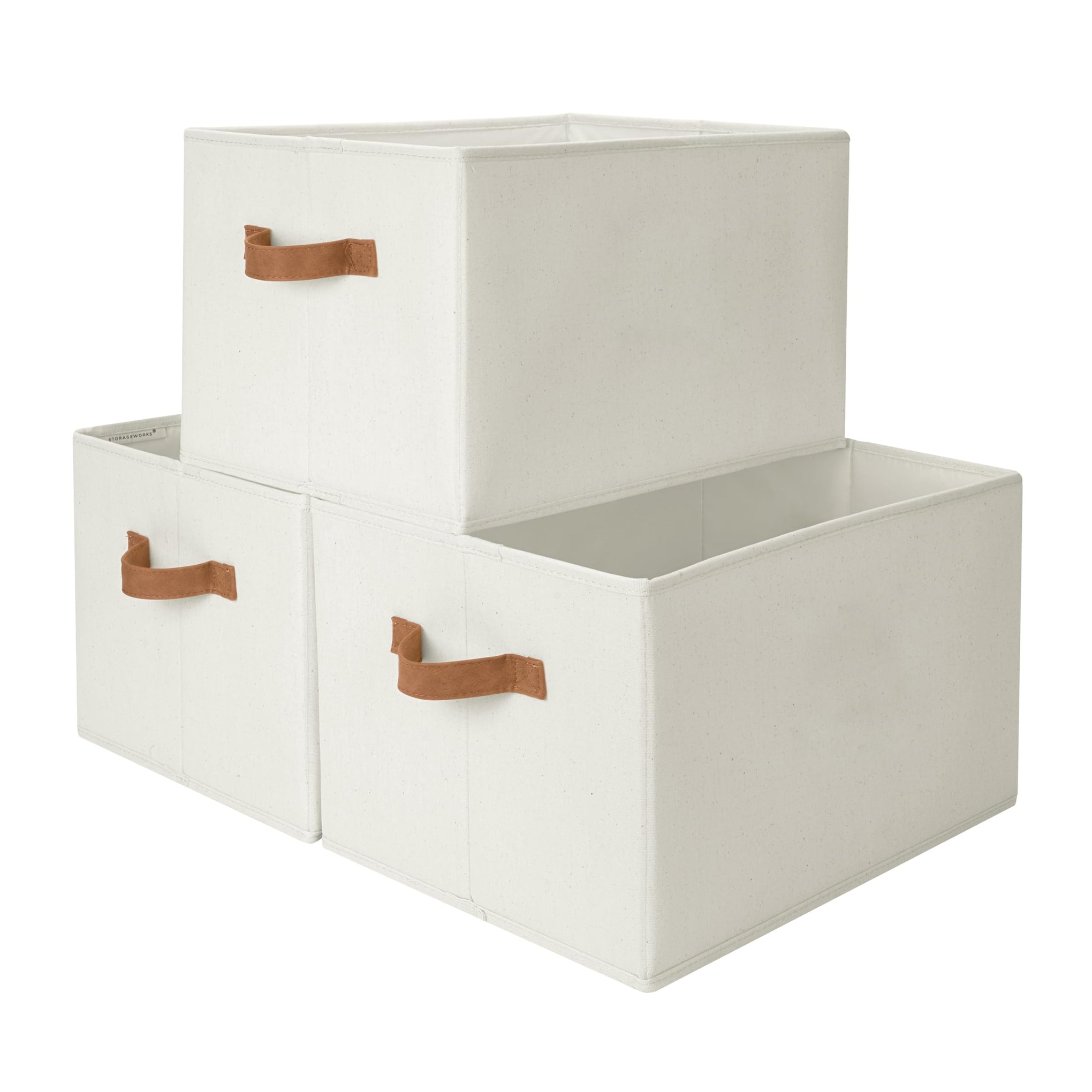 Closet Storage Bins with PU Handles (3 Count)