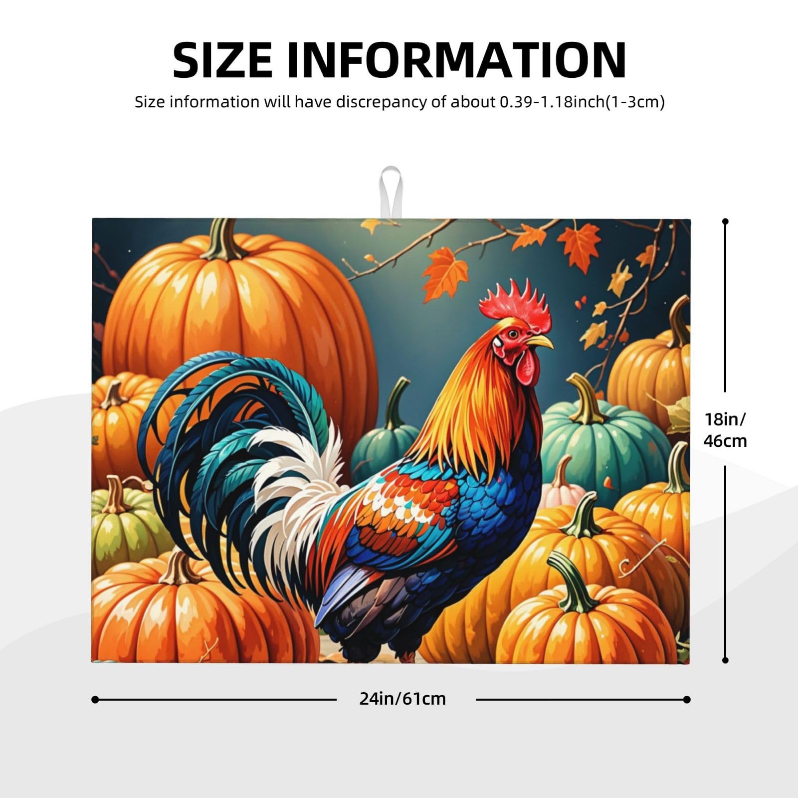 Rooster Pumpkin Dish Drying Mat Highly Absorbent Double