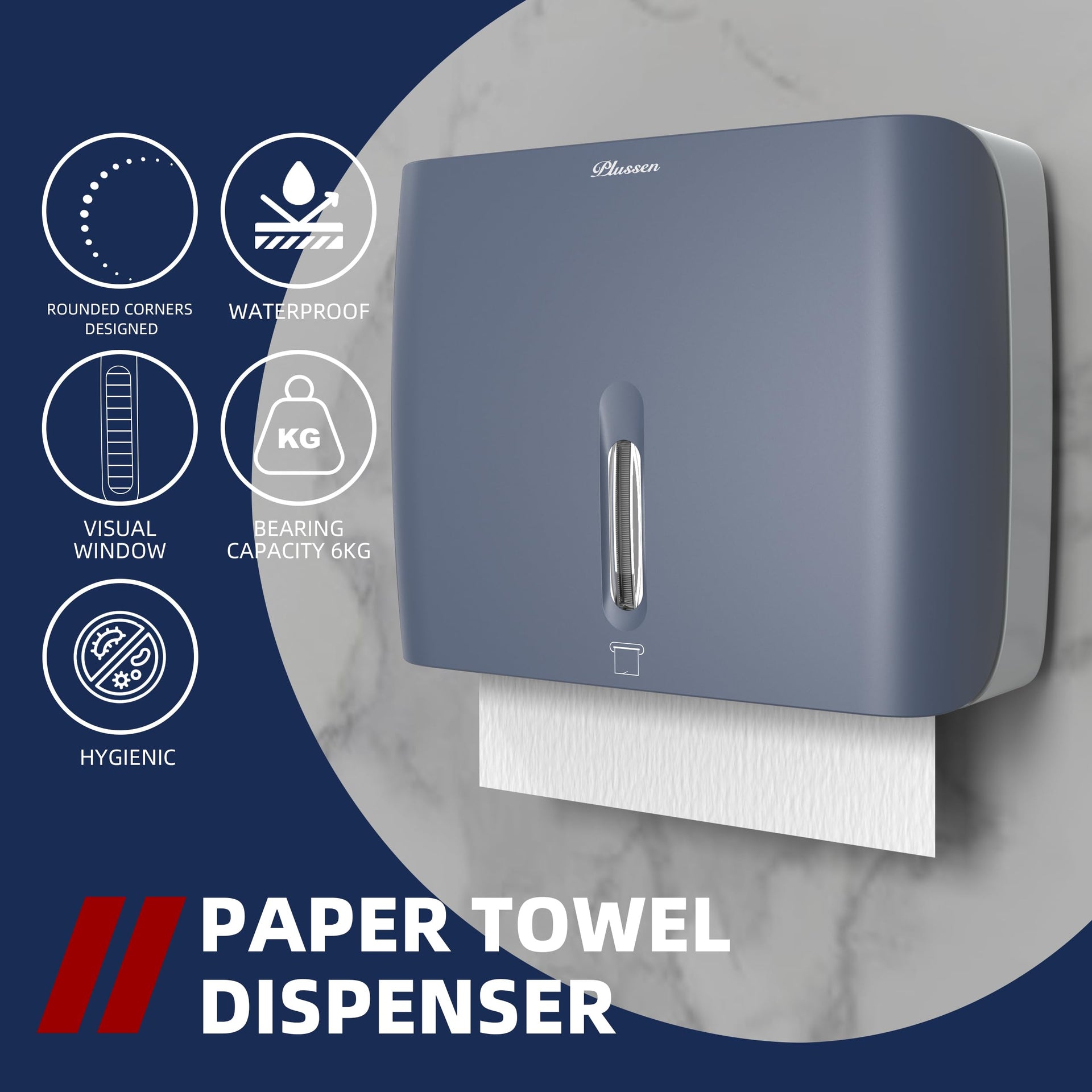 Hand Towel Dispenser for Bathroom Pack of 3 Compact Size Suitable Paper Towels Nail Free Install Or Nail Mount Installation (3 Count)