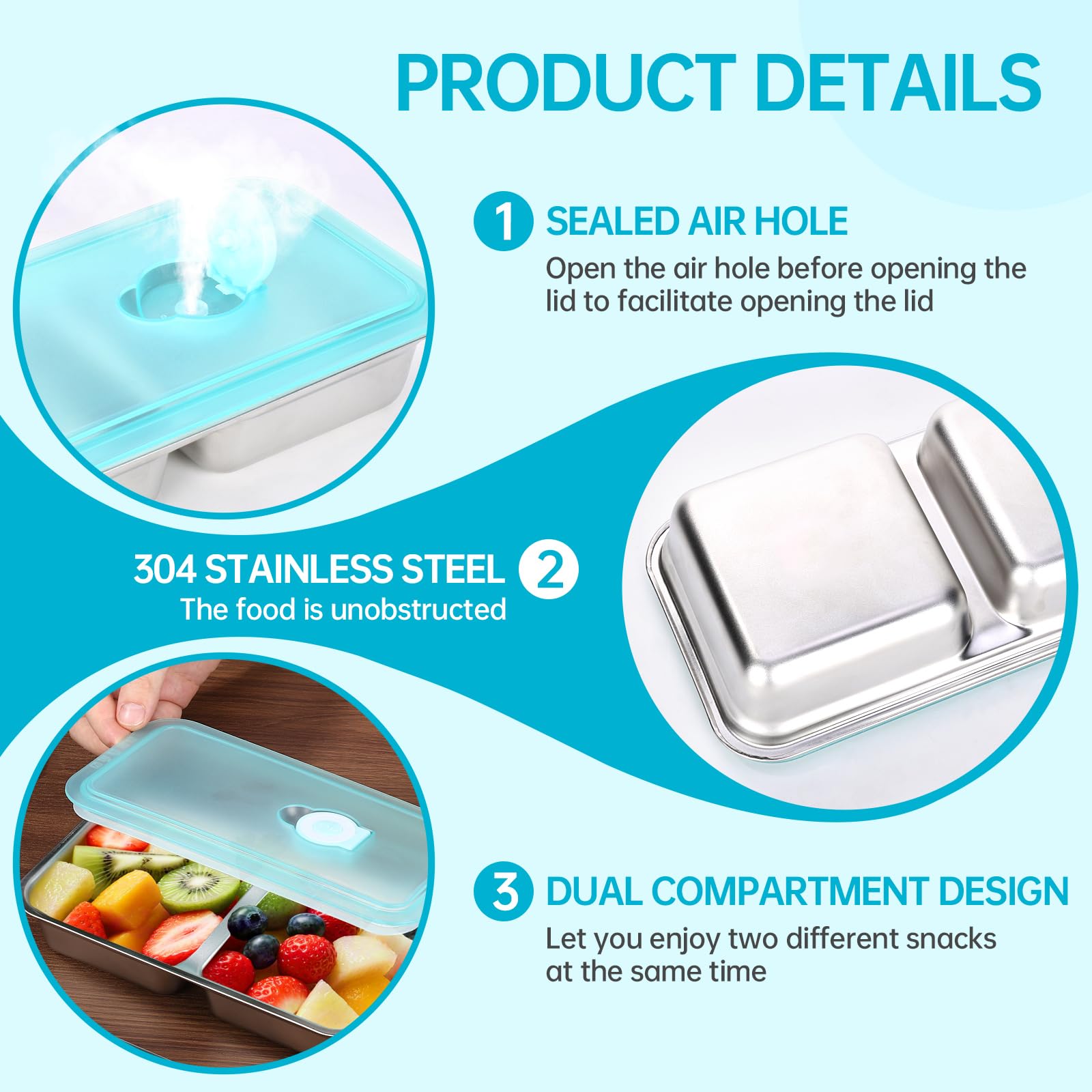 4 Pack Stainless Steel Snack Containers Reusable