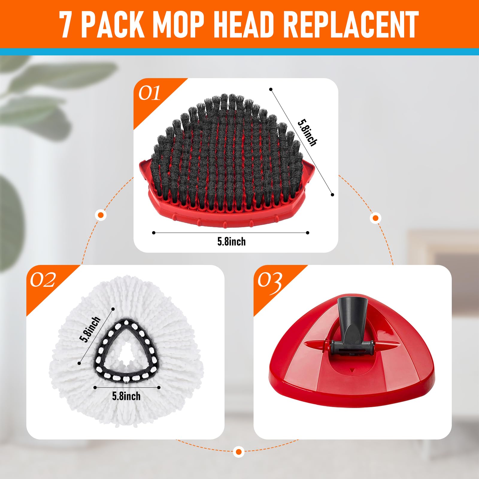 Mop Head Replacement Pads Compatible with O (7 Count)
