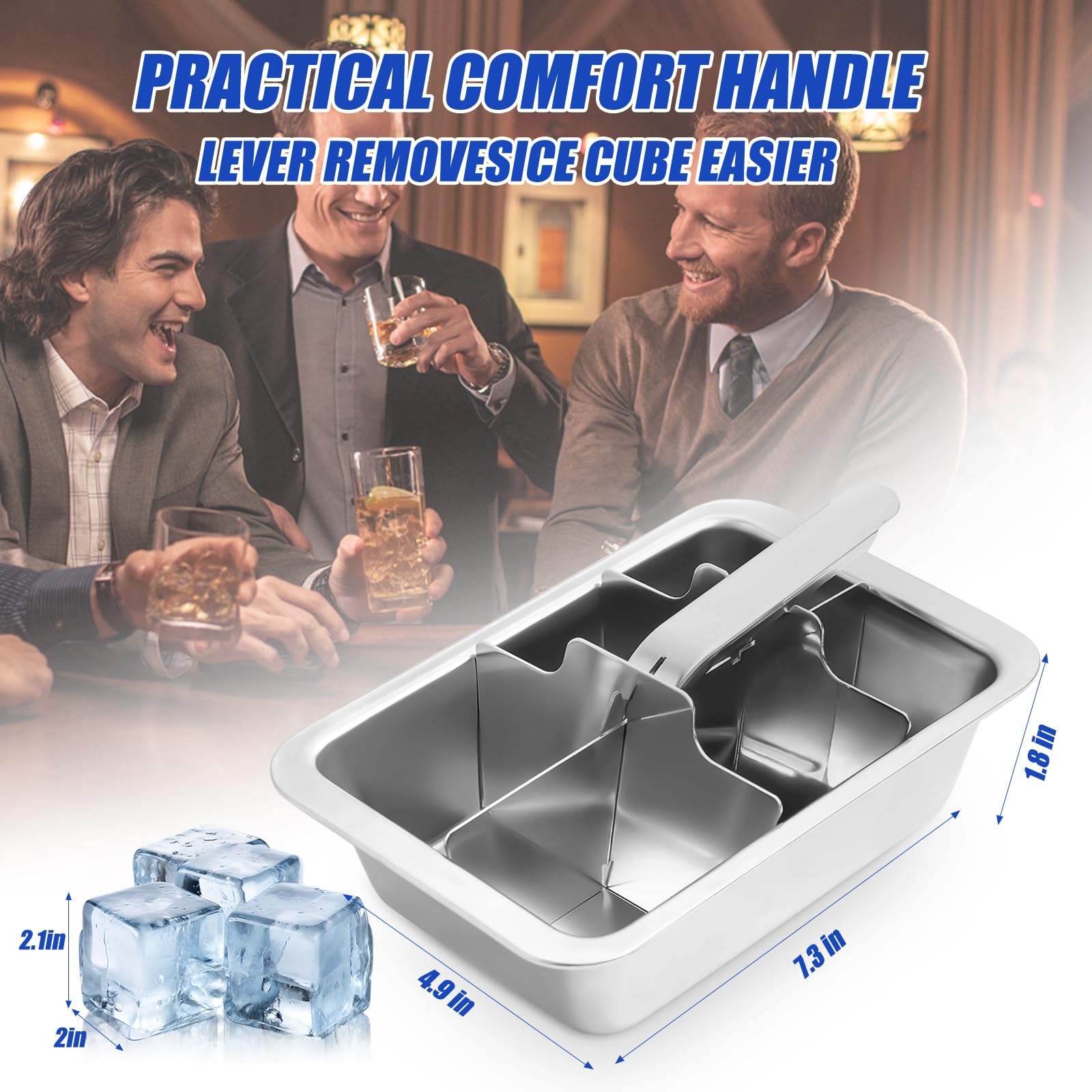 Professional Ice Cube Trays Stainless Steel (6 Count)