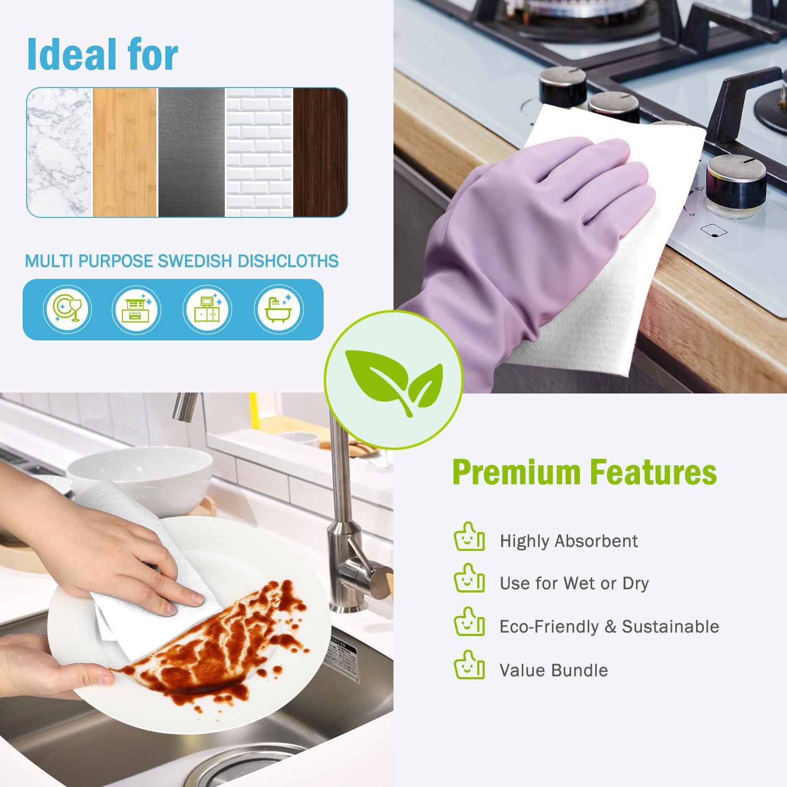 Swedish Dishcloths for Kitchen (10 Count)