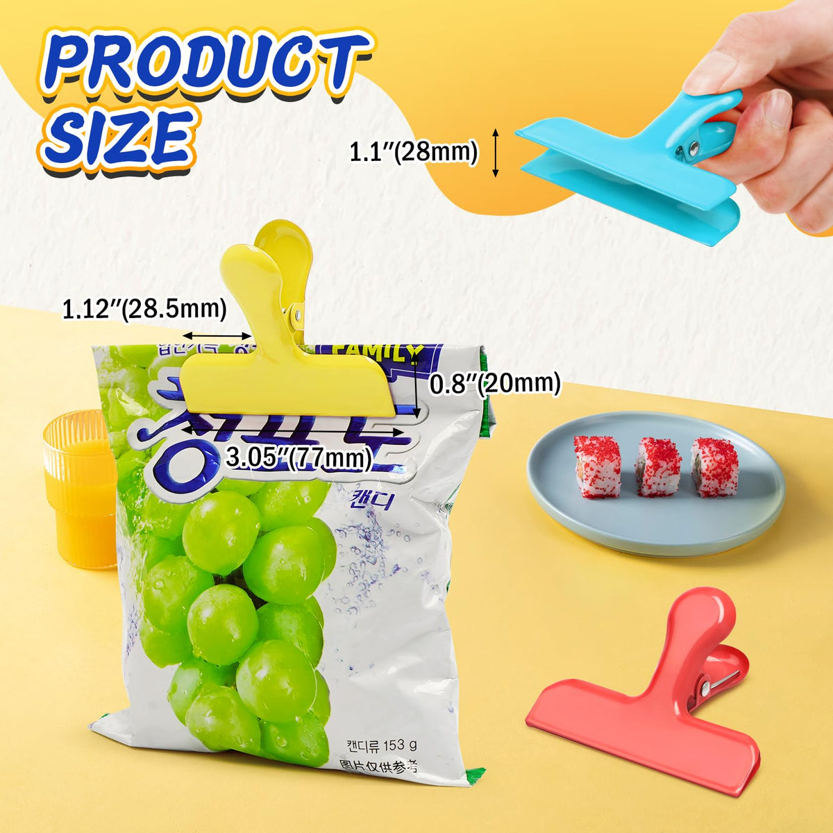12 Pack Stainless Steel Chip Bag Clips (12 Count)