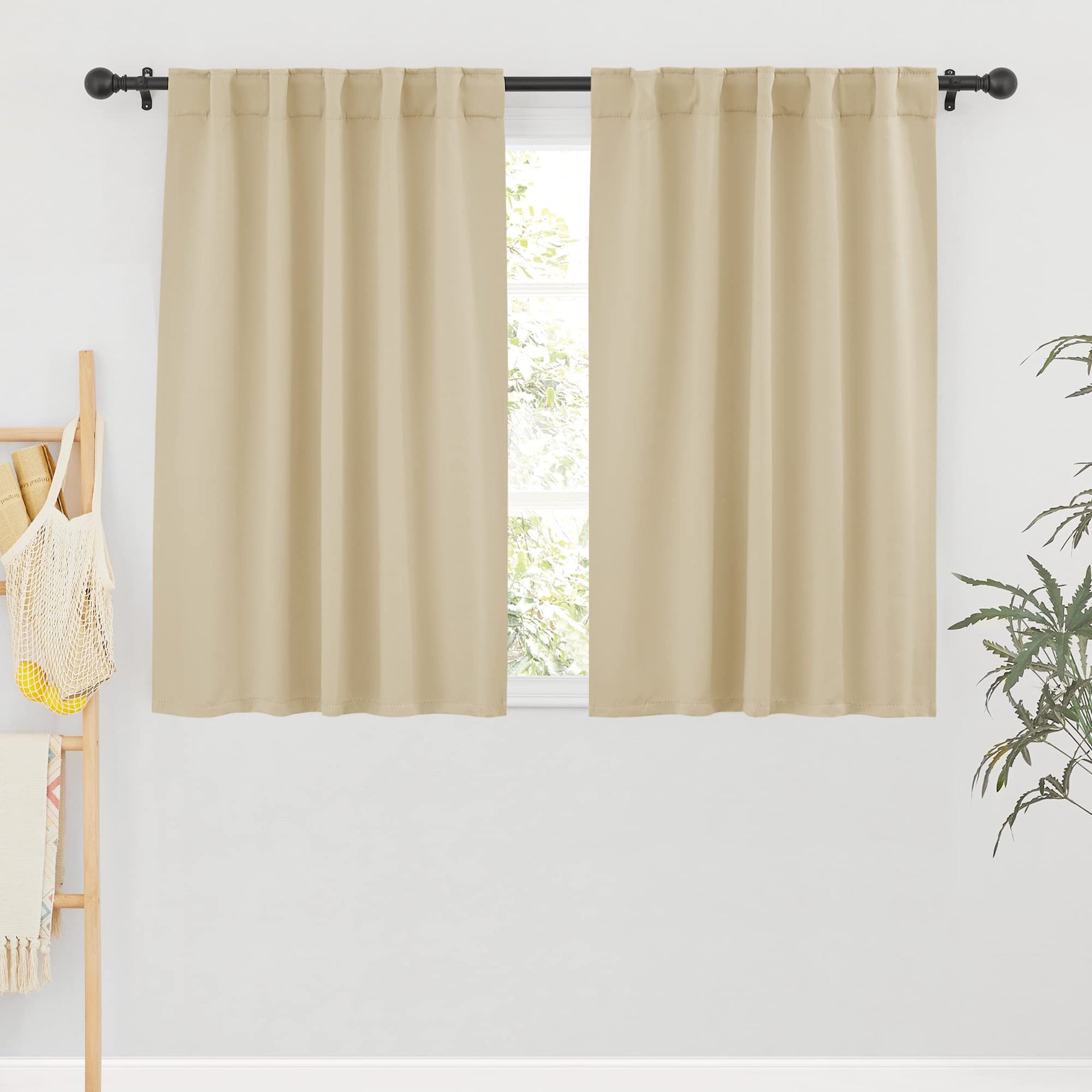 Short Blackout Curtains for Small Kitchen Cafe Bathroom Window (2 Count)