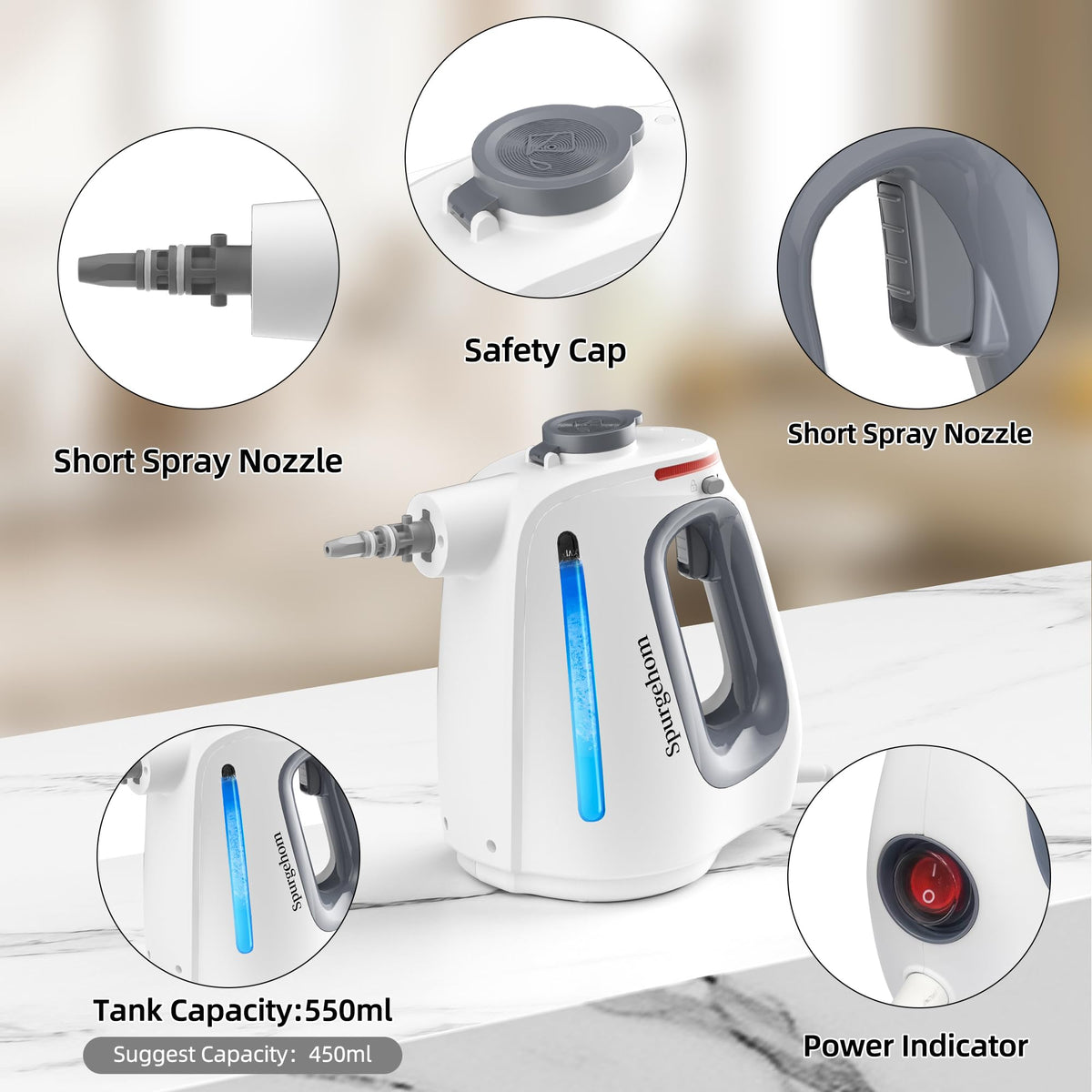 1350W Handheld Steam Cleaner with 15