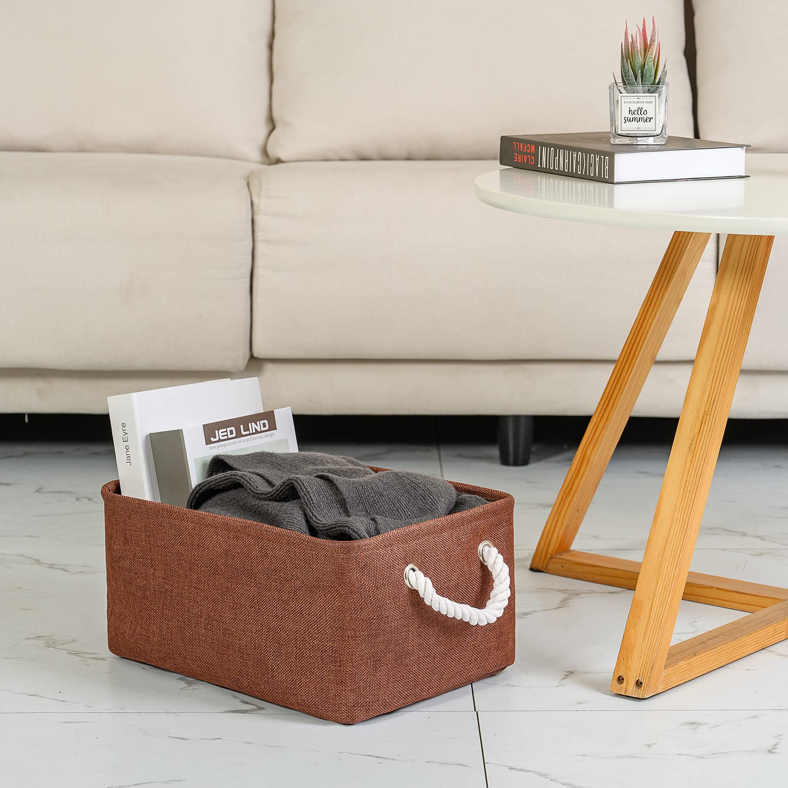Decorative Basket Rectangular Fabric Storage Bin Organizer Basket with Handles for Clothes Storage (3 Count)