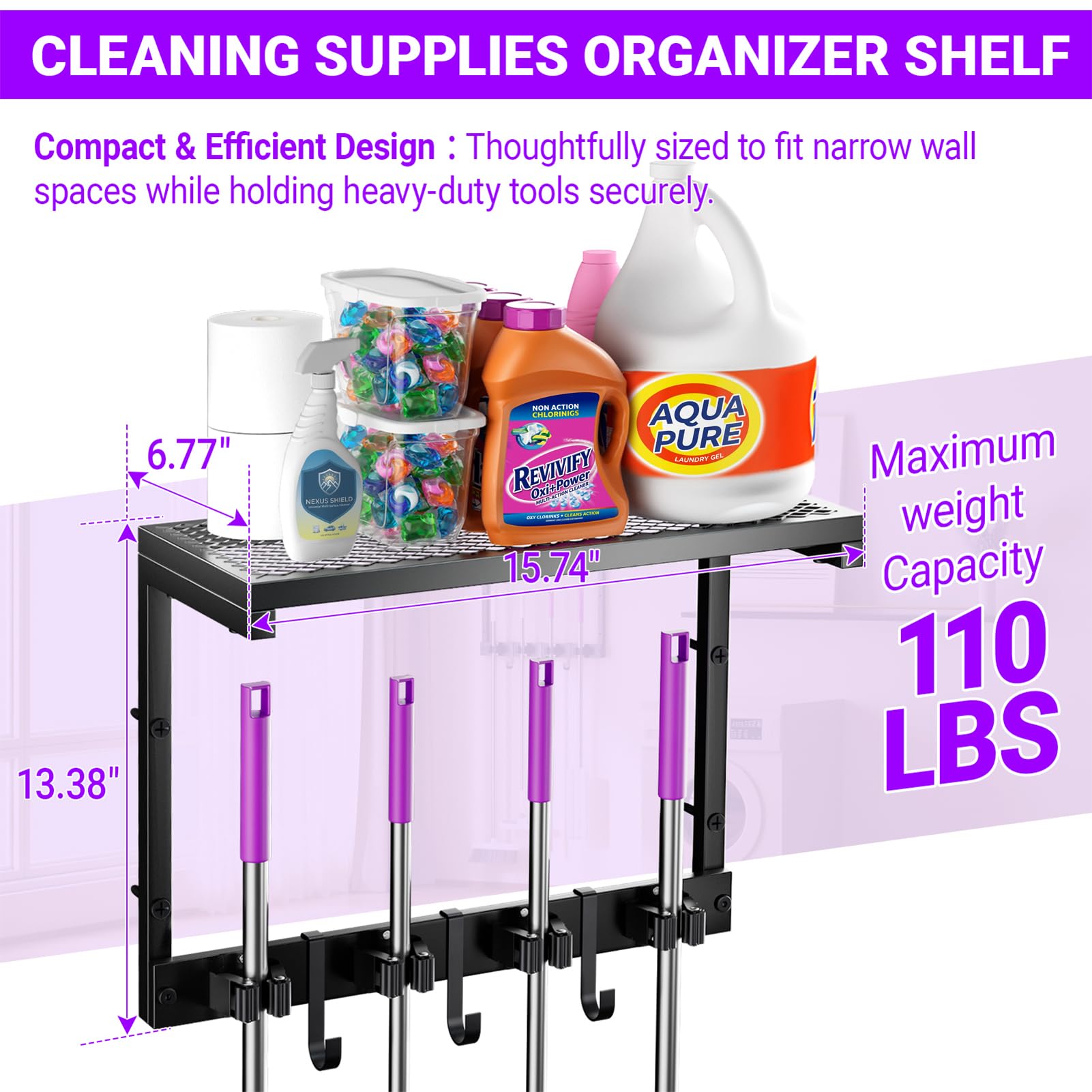 Heavy Duty Broom Holder Wall Mount