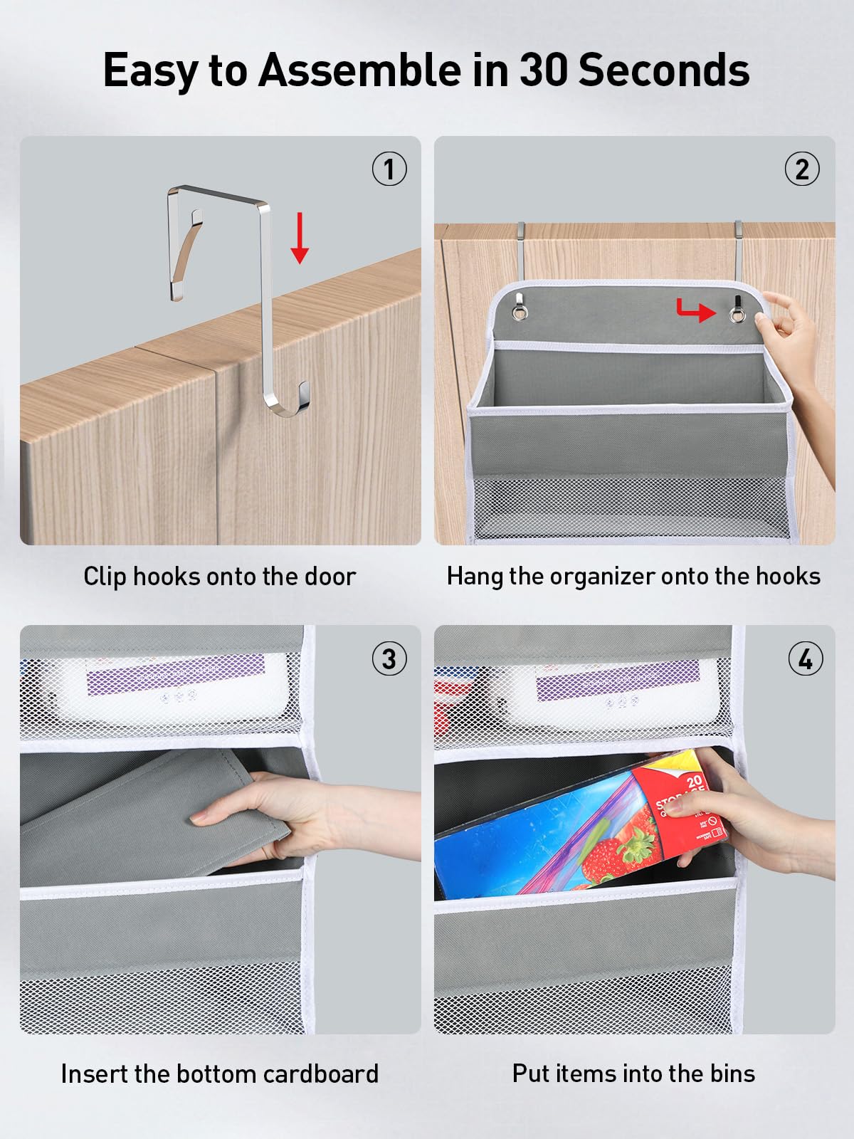 1 Pc Over the Door Organizer with 5 Bins 10 Side Pockets