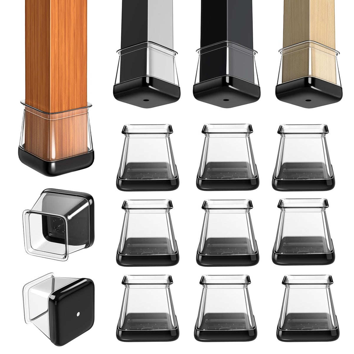 28 Pcs Chair Leg Floor Protectors for Carpet Square Clear (28 Count)